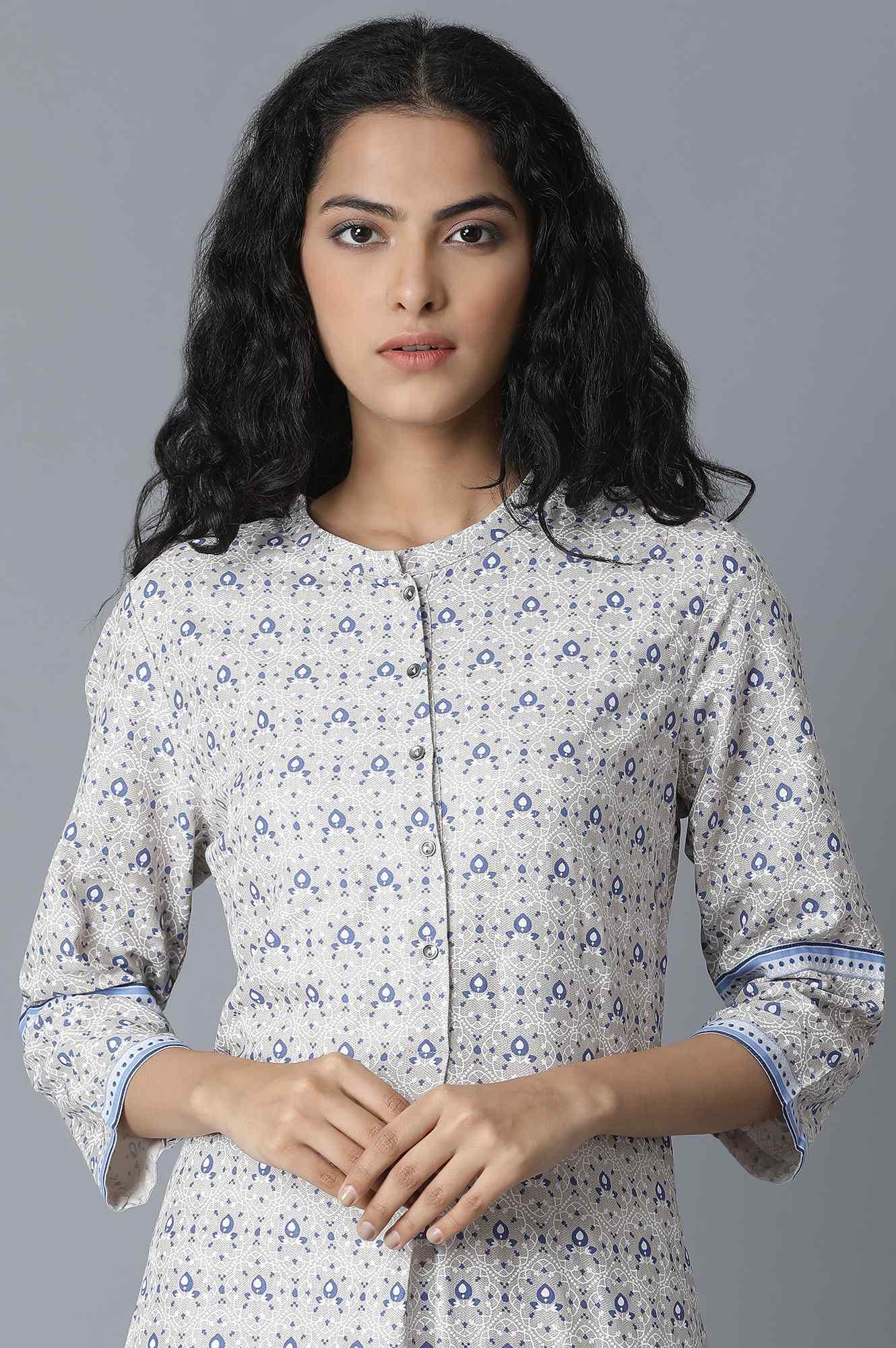 Windchime Grey Printed kurta - wforwoman