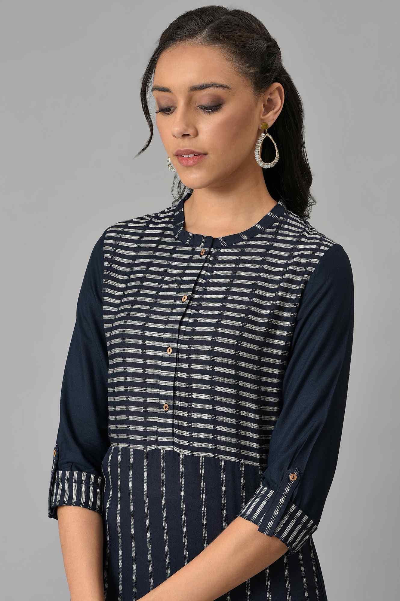 Insignia Blue Dobby kurta - wforwoman
