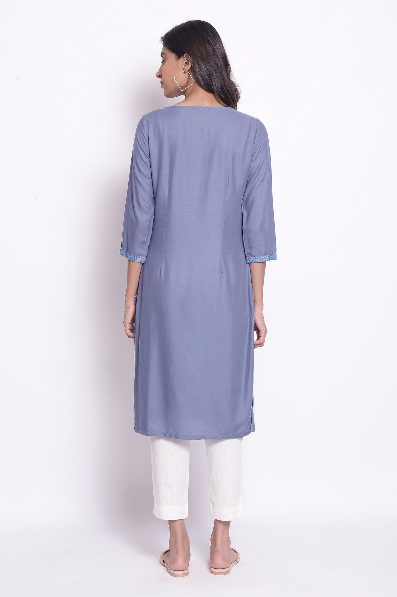 Blue Shadow Straight kurta - wforwoman