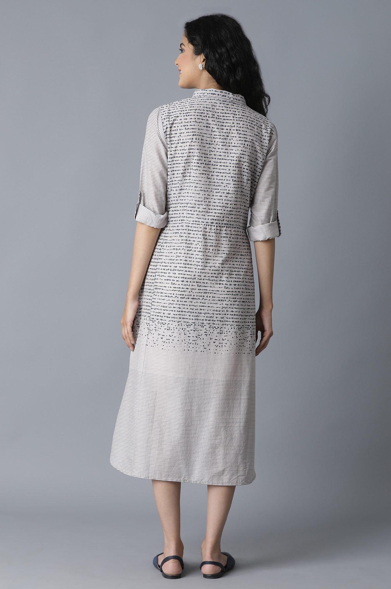 Grey Engineered Print Shirt Dress - wforwoman