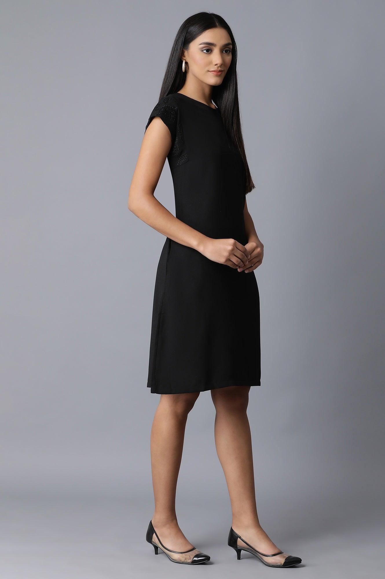 Black Multicoloured Stripe Printed Dress - wforwoman