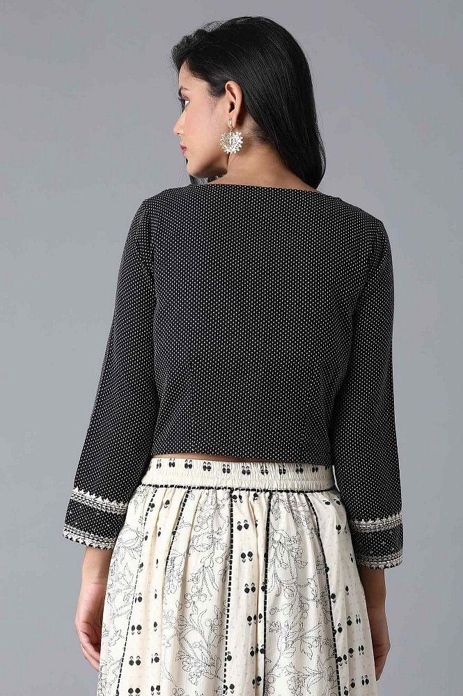 Black Polka Dobby Crop Top - wforwoman