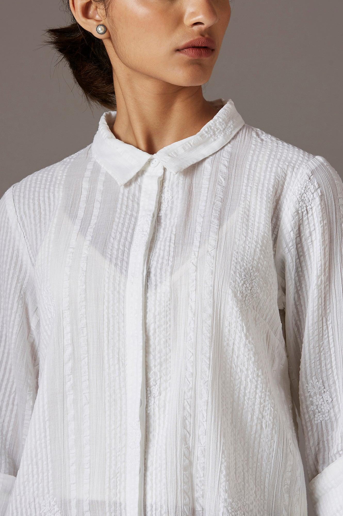 Ecru Embroidered Shirt - wforwoman