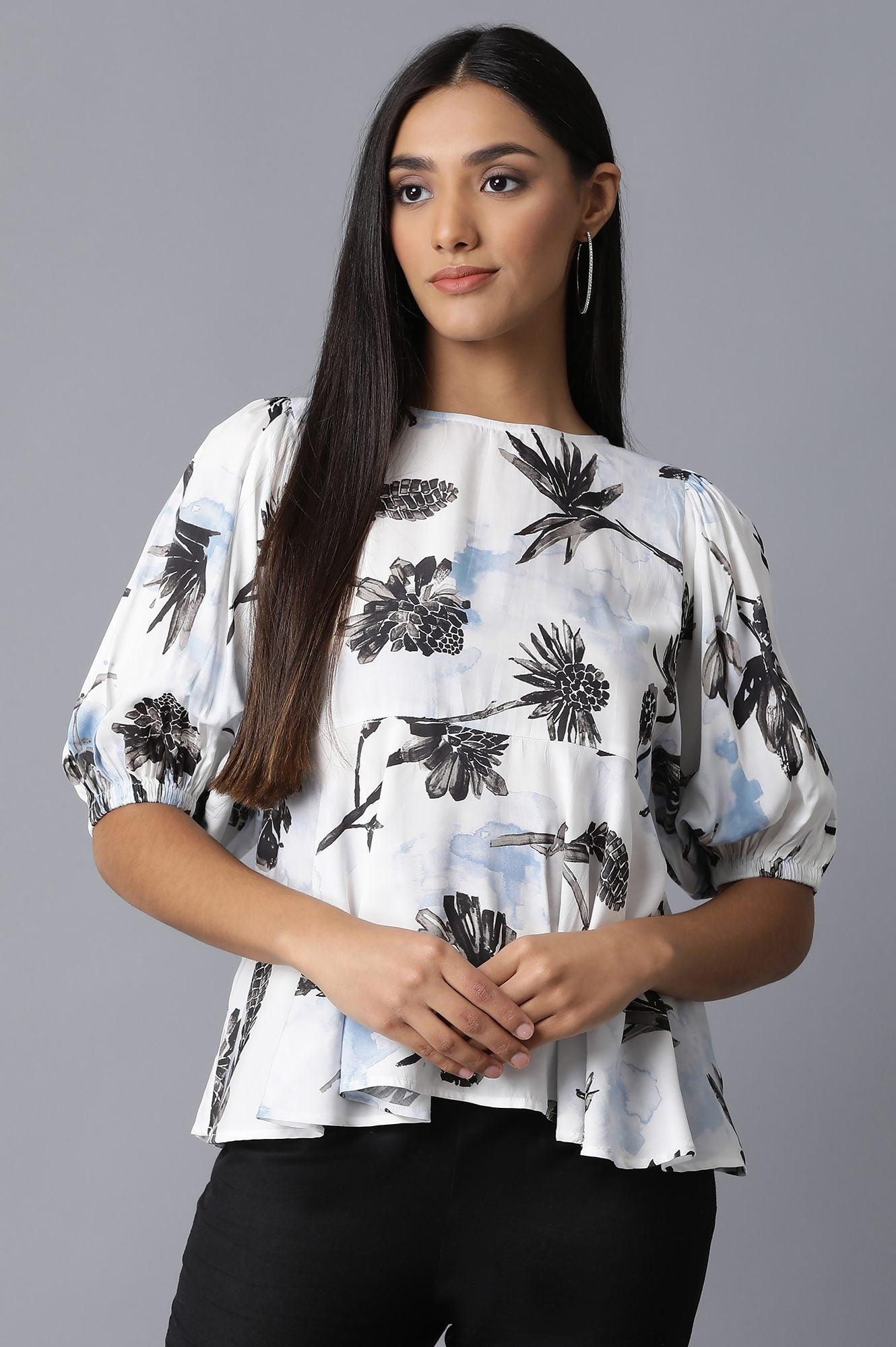 Ecru Peplum Top - wforwoman