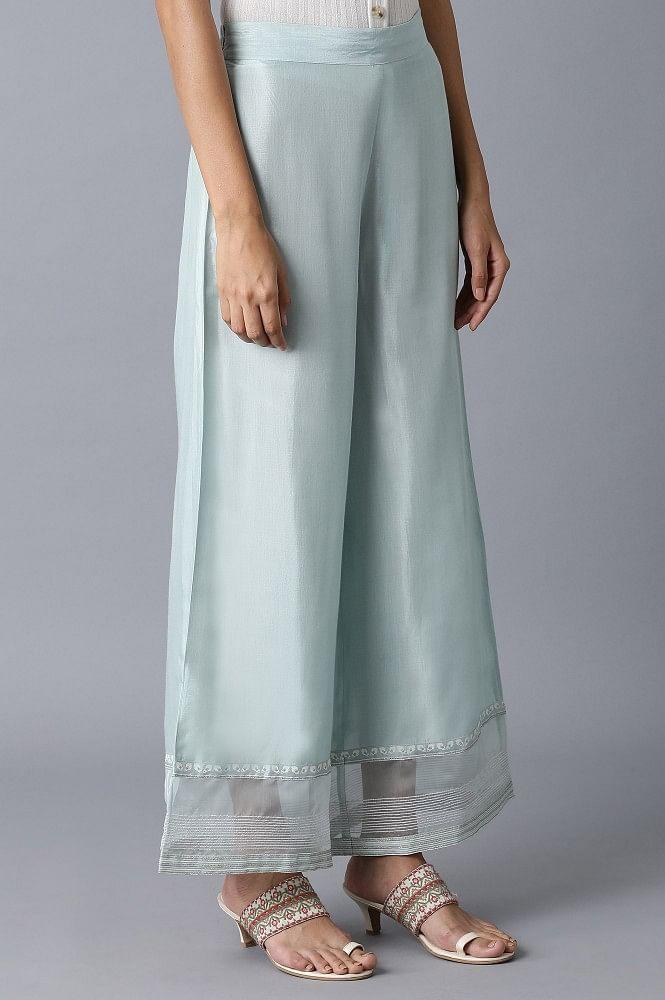 Sky Blue Shantung Parallel Pants - wforwoman