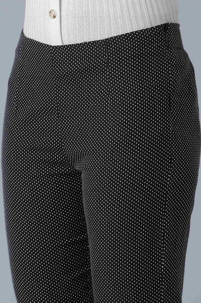 Black Yarn Dyed Slim Pants - wforwoman