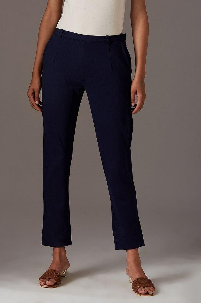 Navy Blue Slim Pants - wforwoman