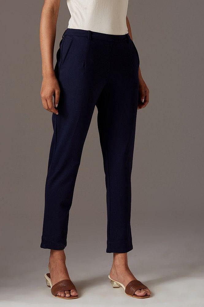 Navy Blue Slim Pants - wforwoman
