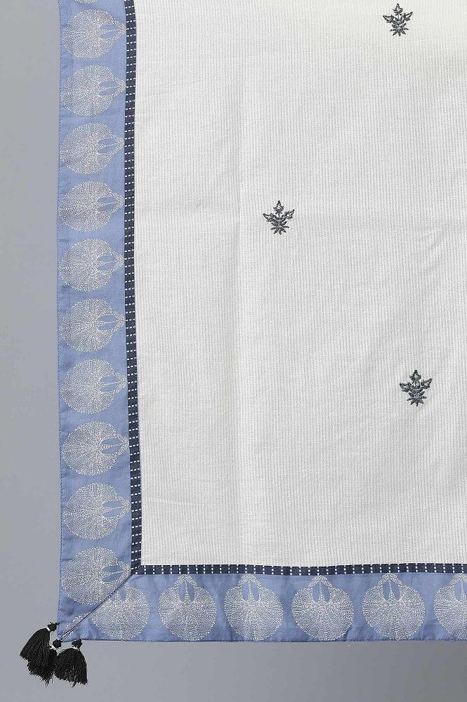 Blue kurta-Printed Sharara-Drape Set - wforwoman