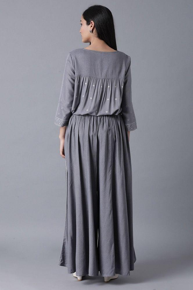 Blue Top-Paralle Pants Set - wforwoman