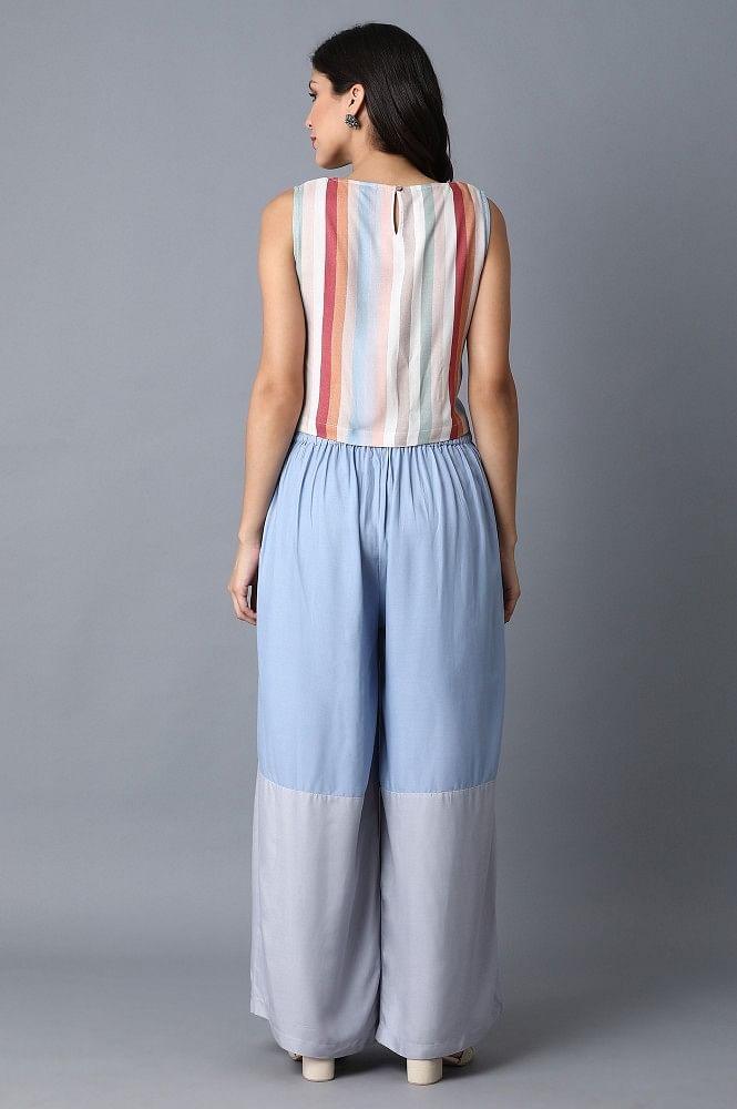 Soft Multicoloured Printed Crop Top-Wrapped Skirt Set - wforwoman