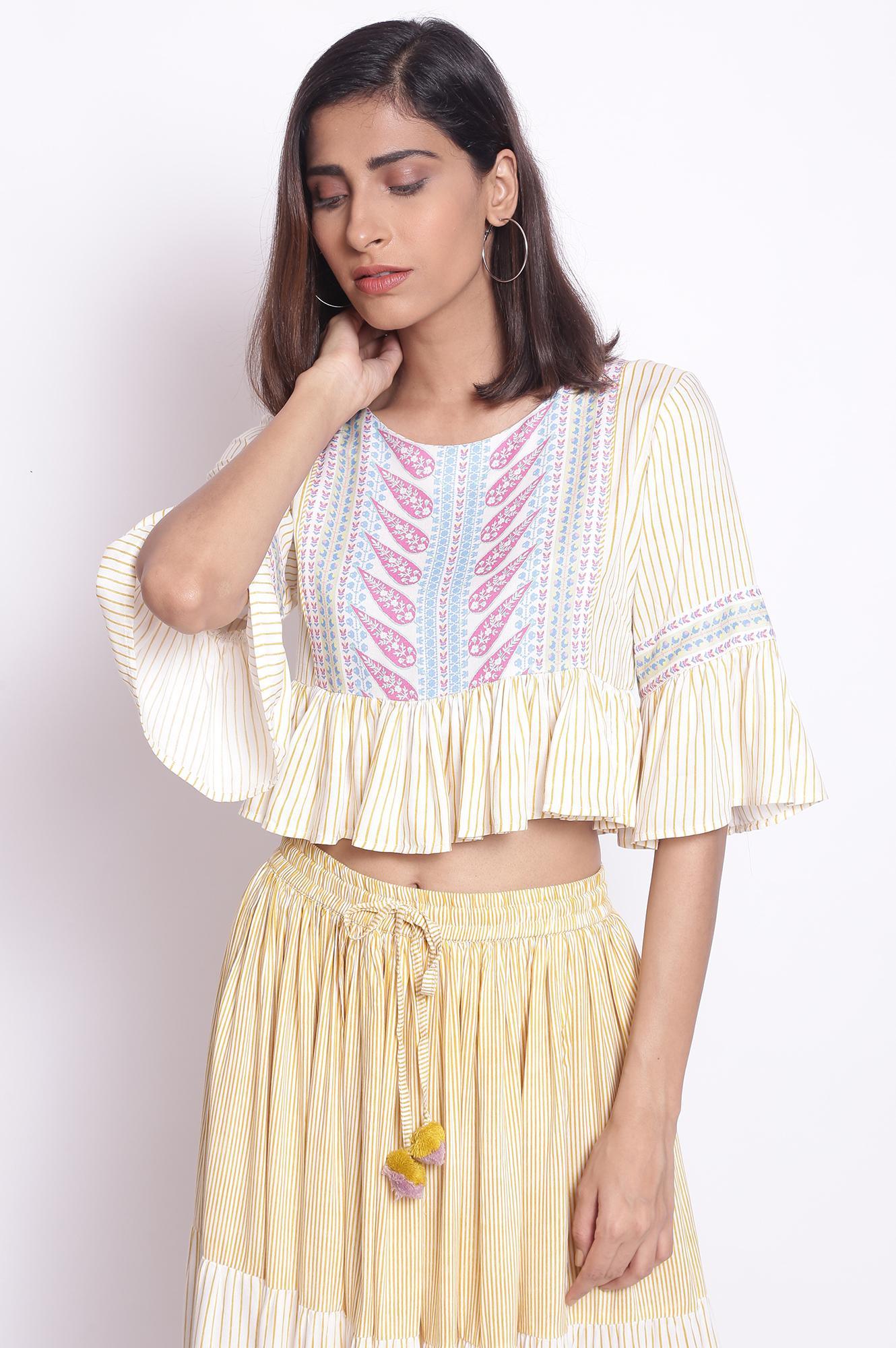 Bright Yellow Boho Top- Tiered Skirt - wforwoman