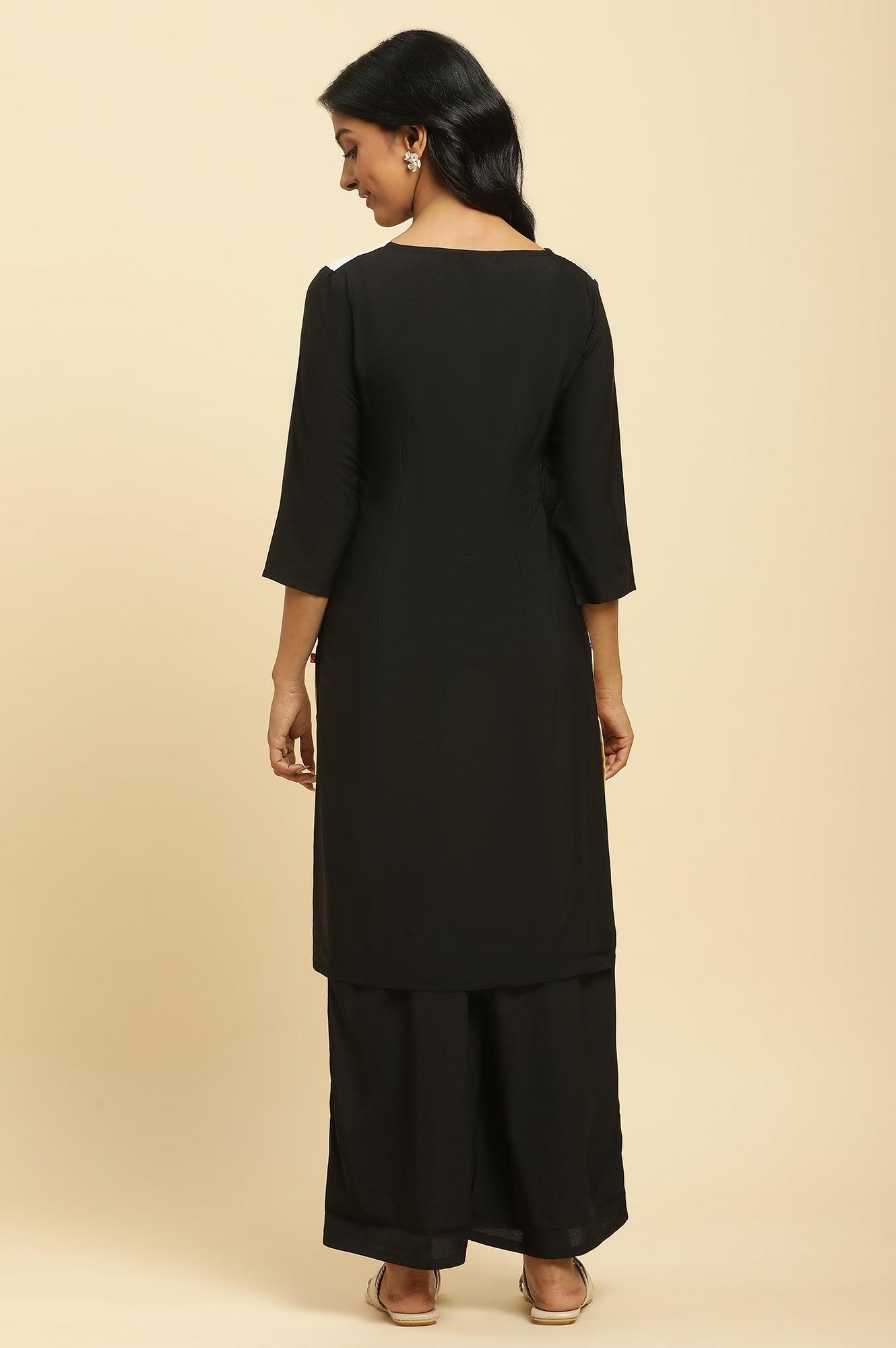 Multi-Coloured Dobby Kurta-Parallel Pants Set - wforwoman