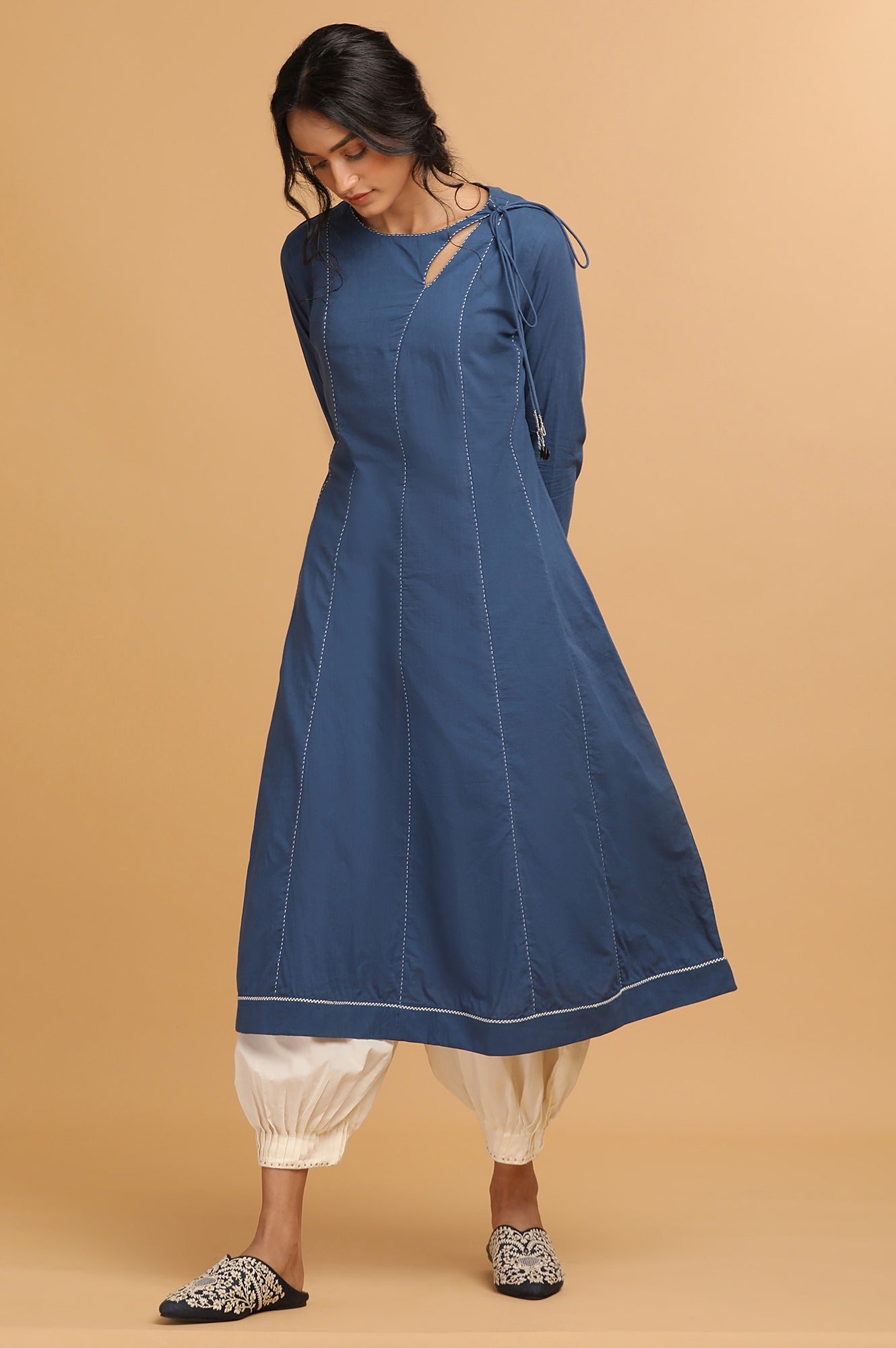 Indigo Flared Cotton kurta