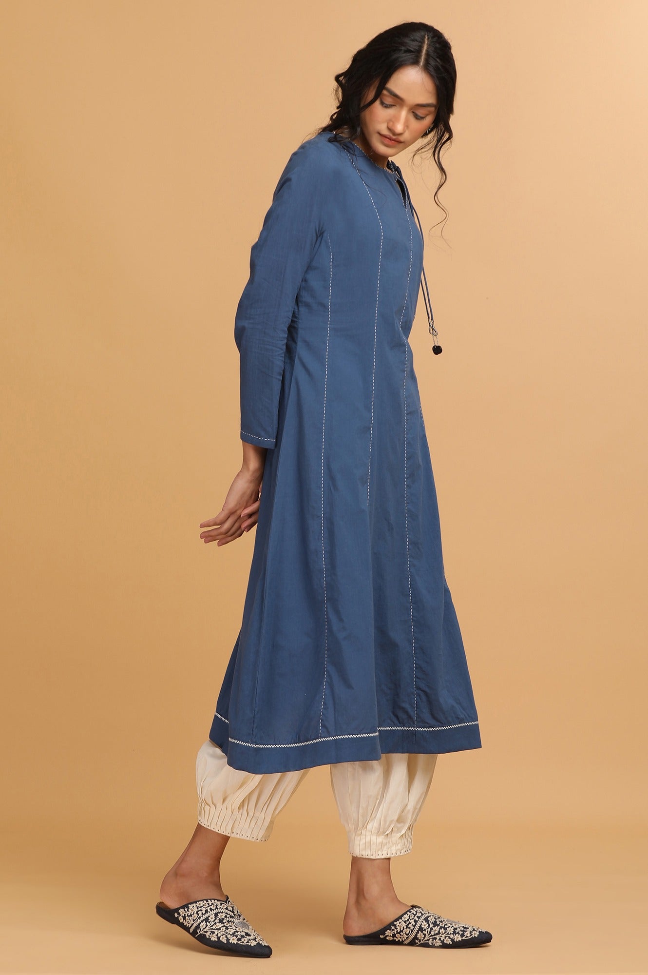 Indigo Flared Cotton kurta