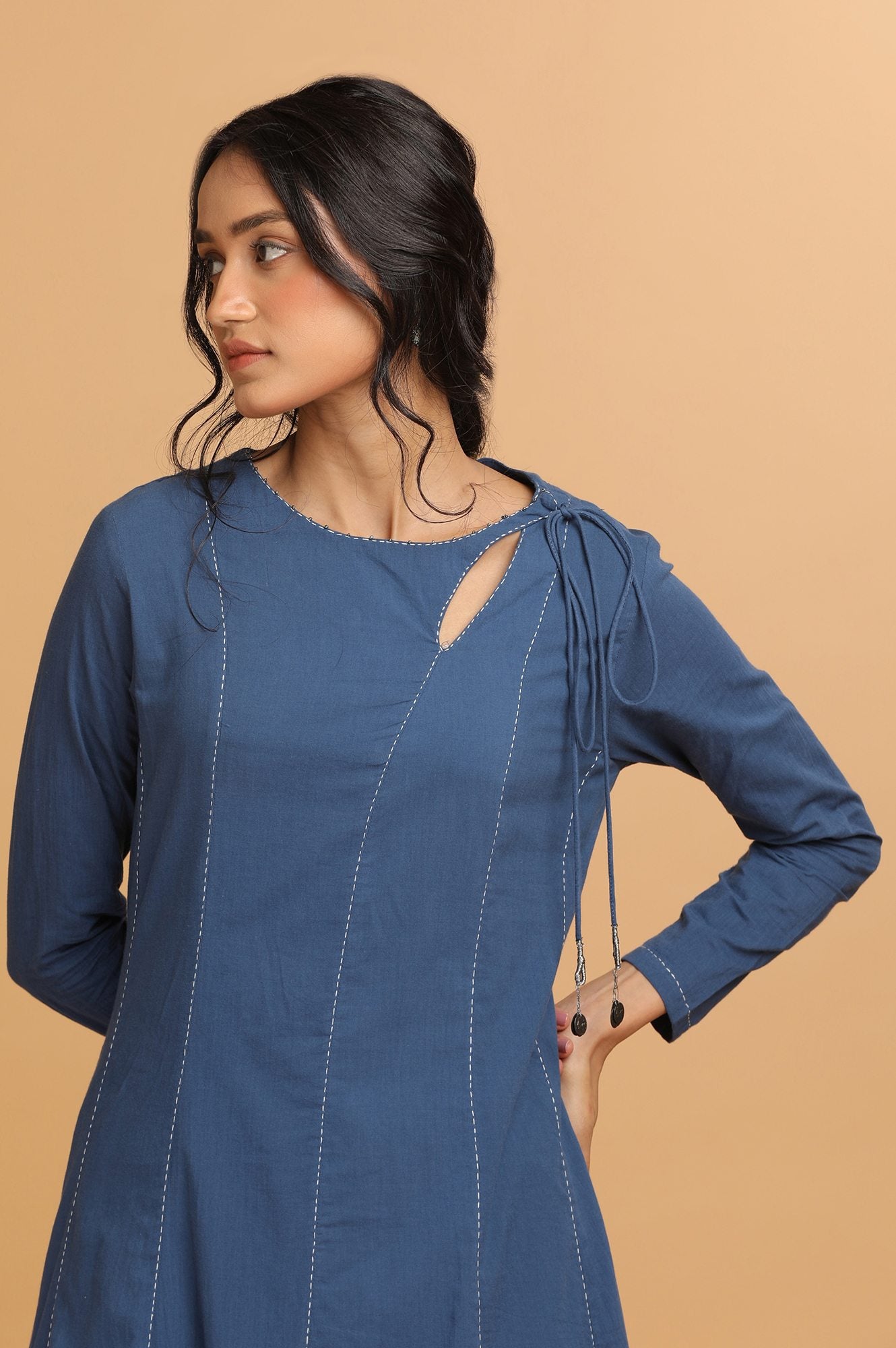 Indigo Flared Cotton kurta