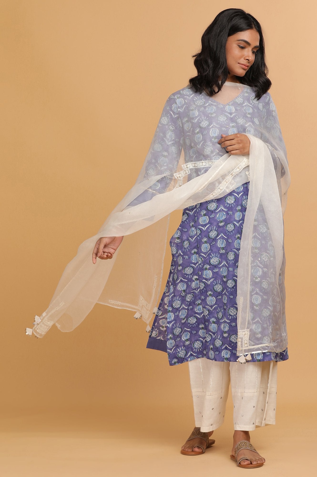 Blue Hand Block Print Cotton kurta