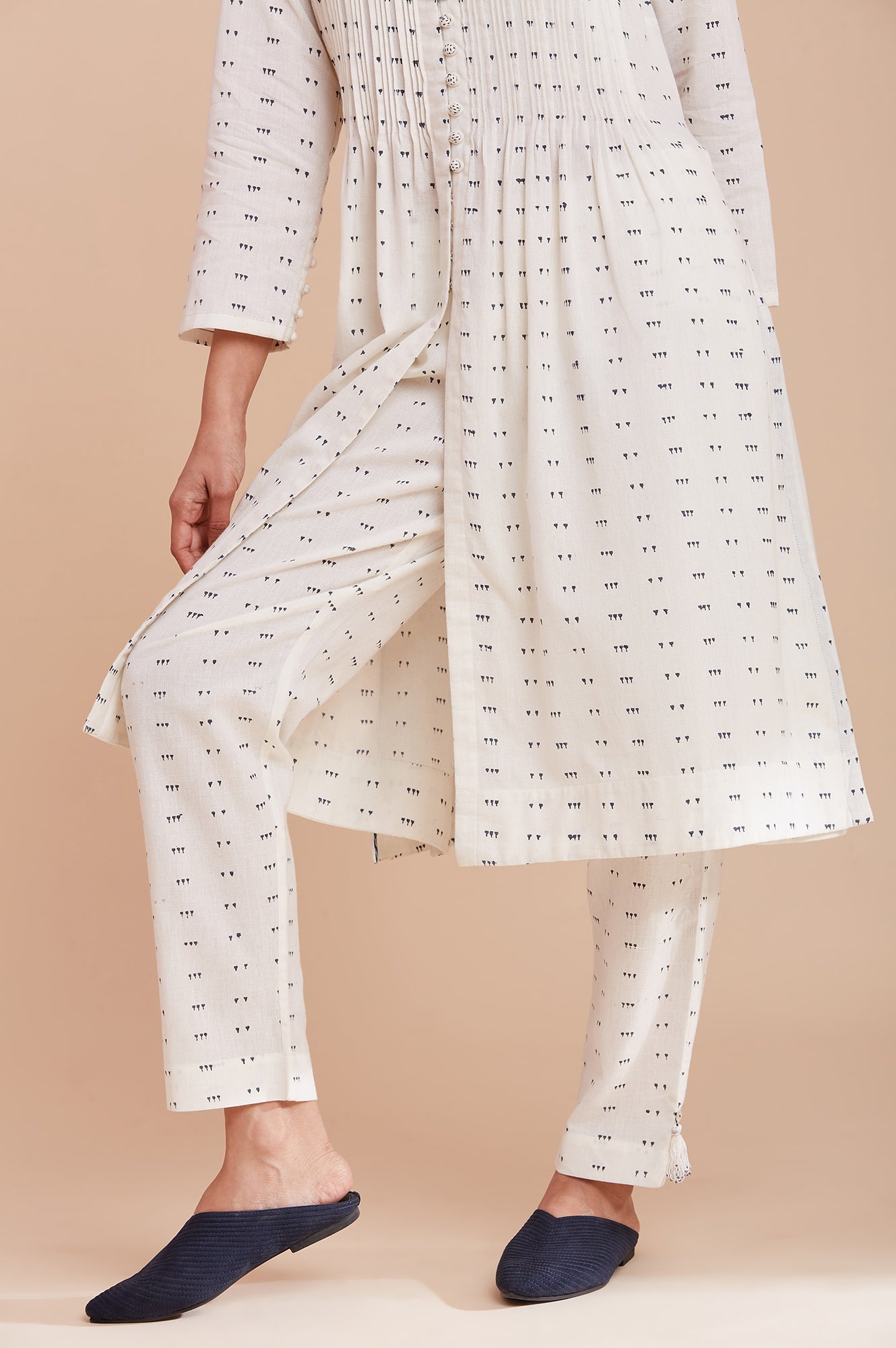 Ecru Block Print kurta