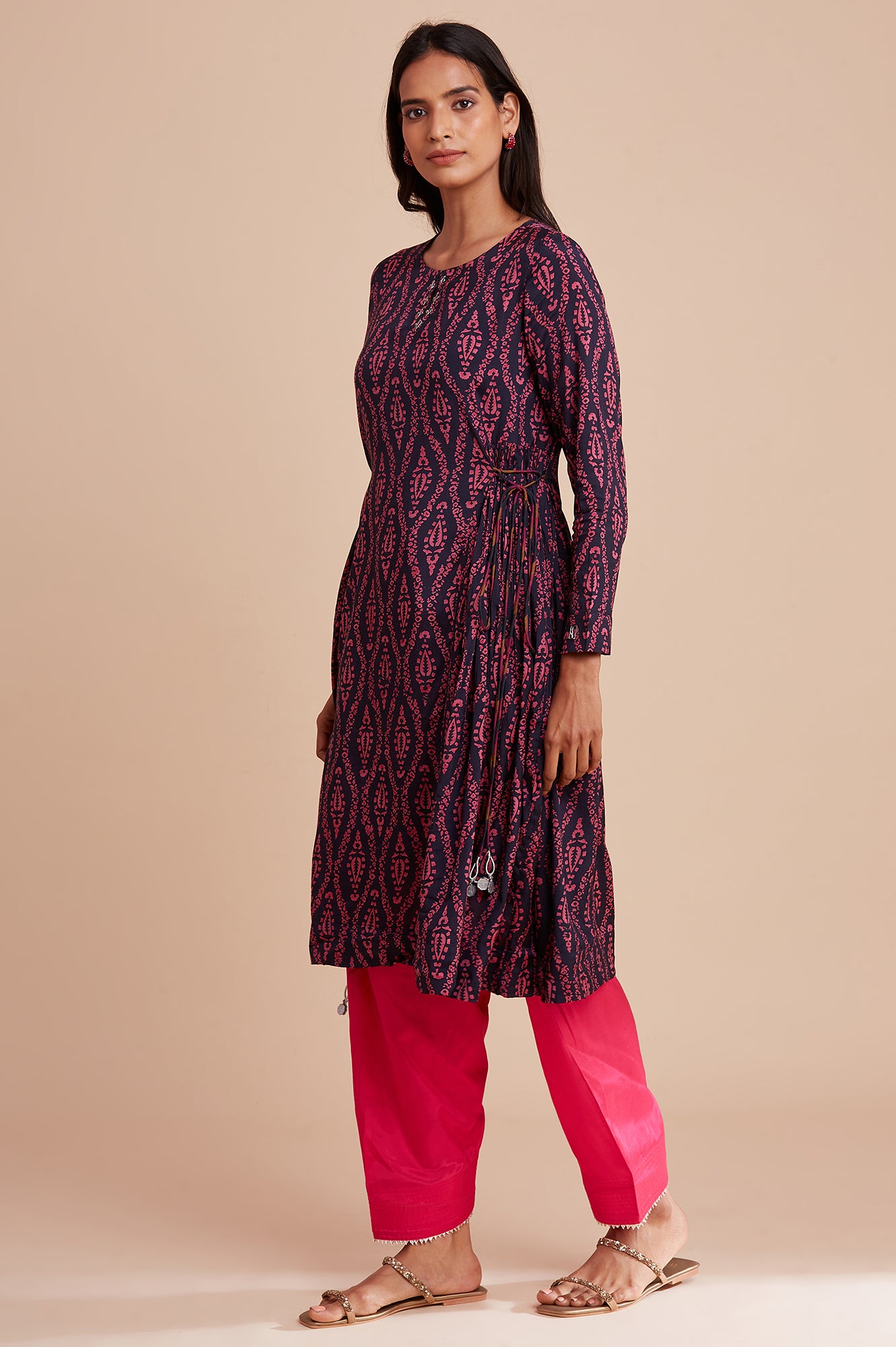 Dark Blue Block Print kurta