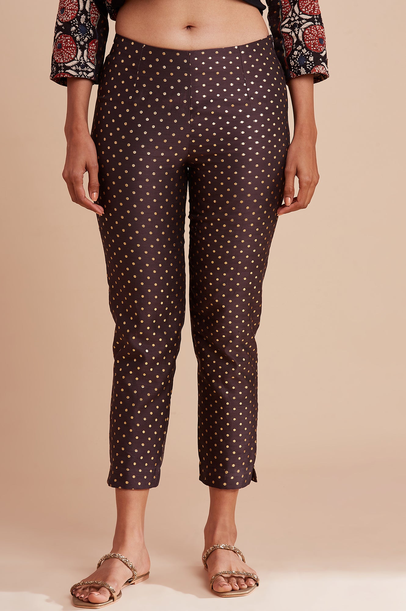 Dark Brown Jacquard Slim Pants