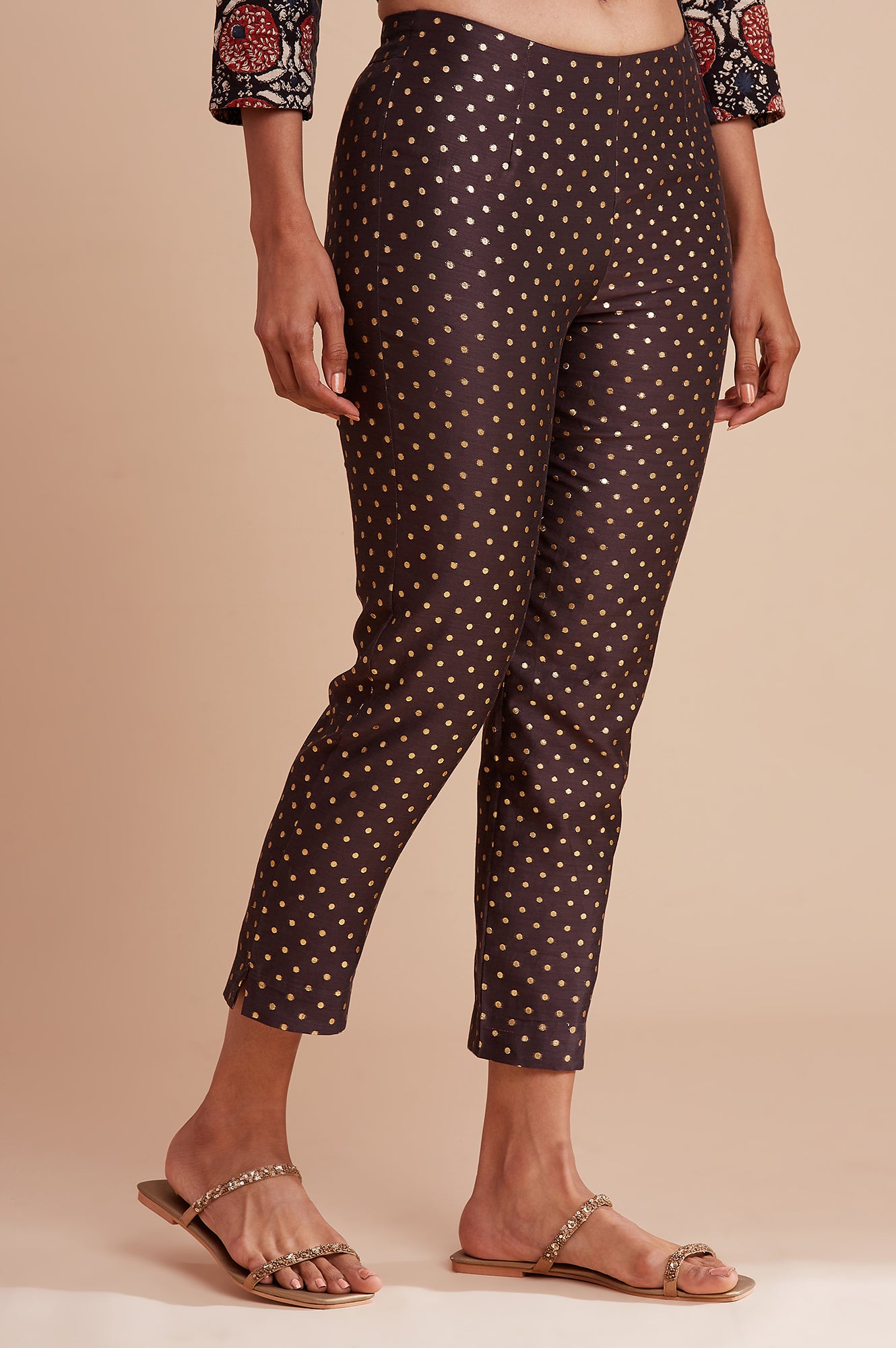 Dark Brown Jacquard Slim Pants