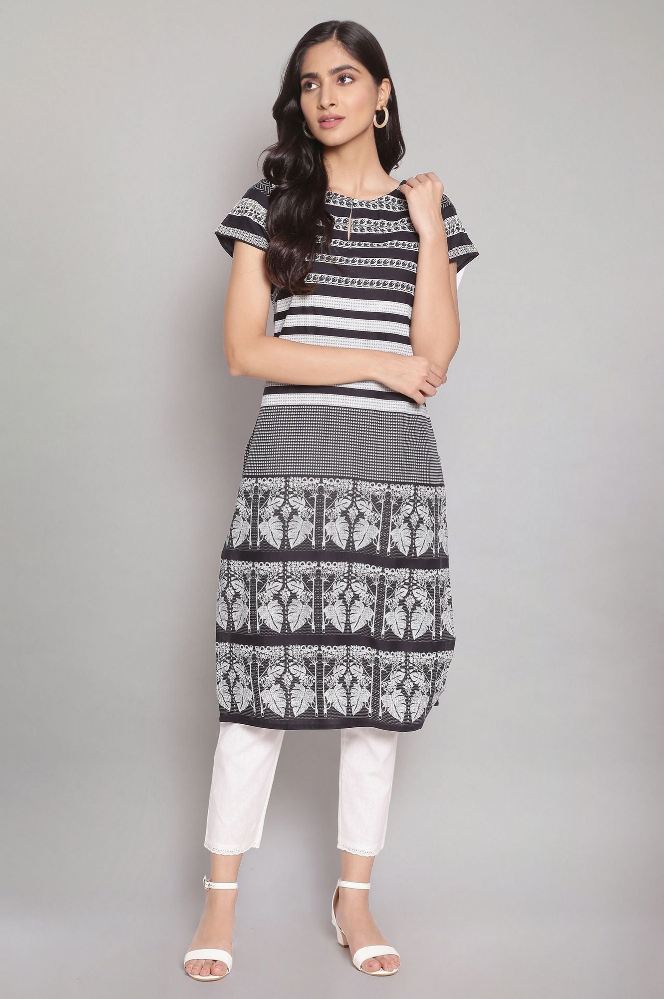 Black Striped Straight kurta