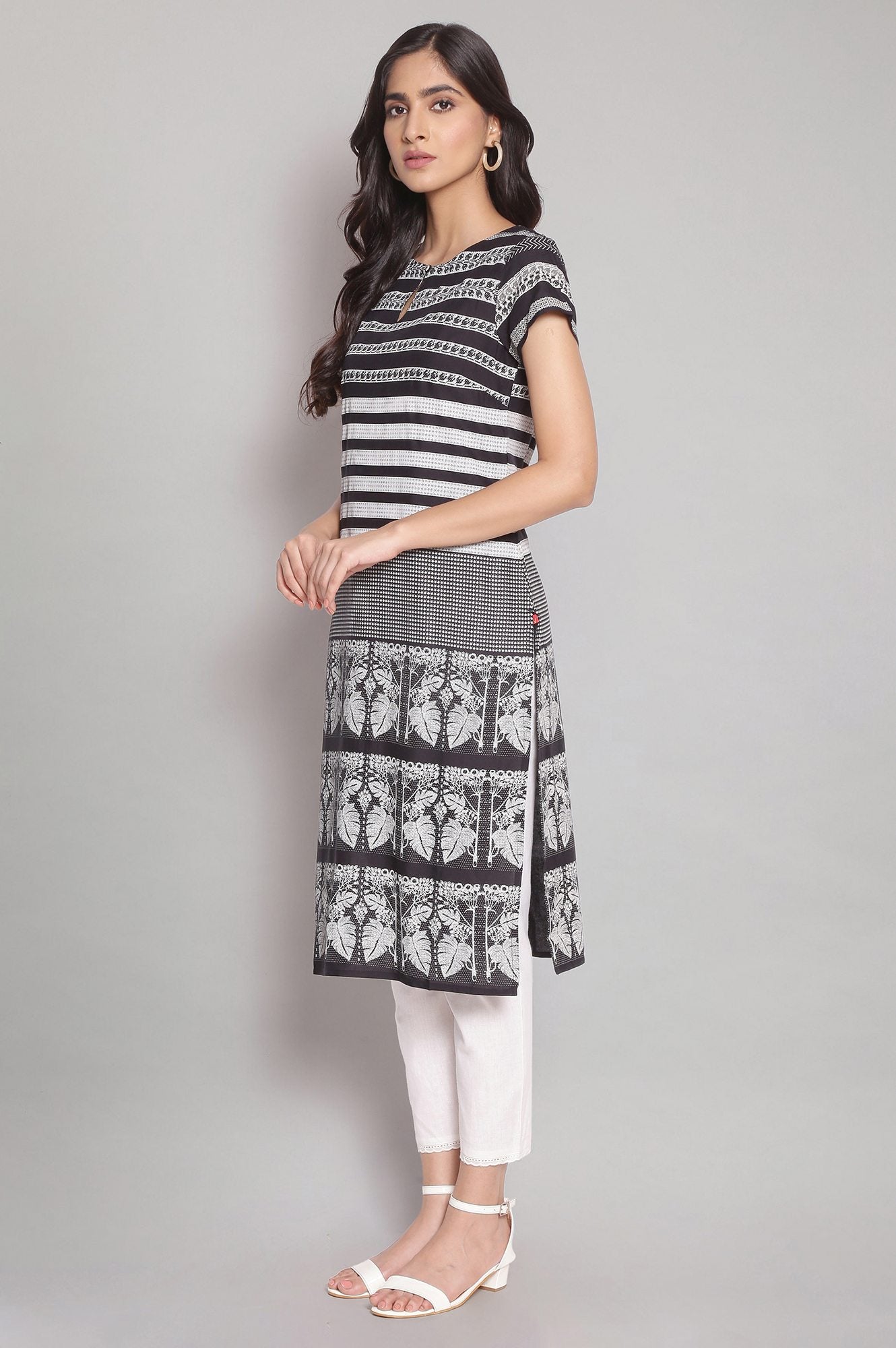 Black Striped Straight kurta