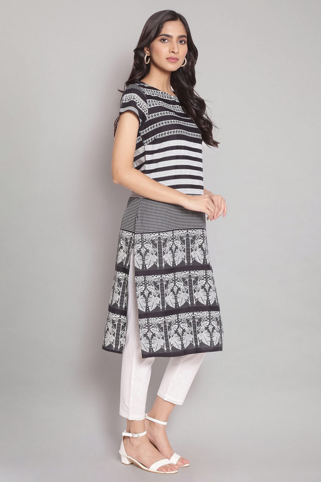 Black Striped Straight kurta