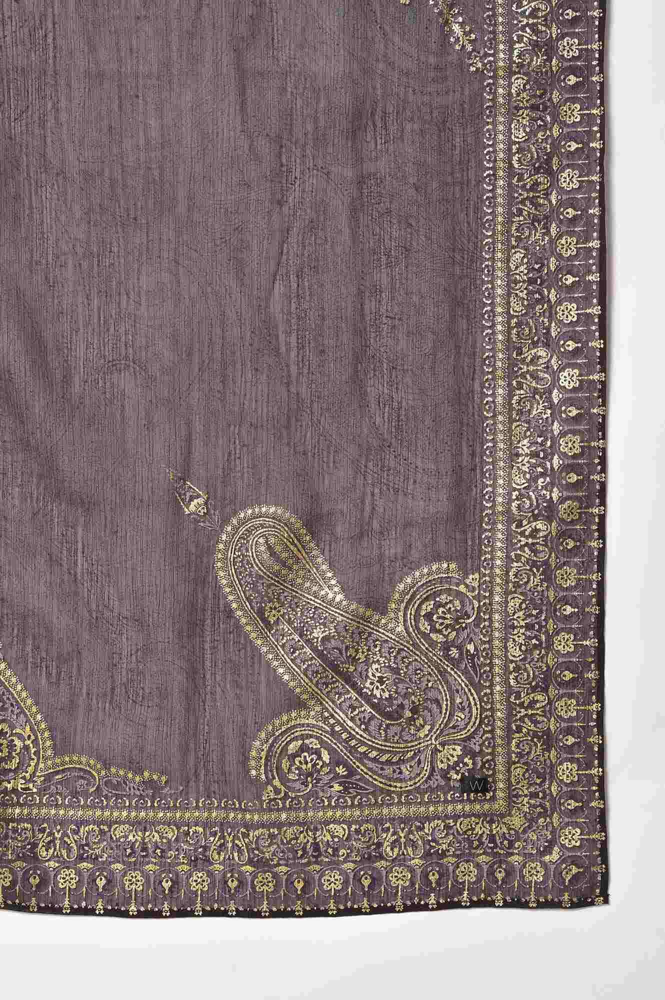 Light Purple Embroidered kurta, Pants & Chiffon Dupatta - wforwoman
