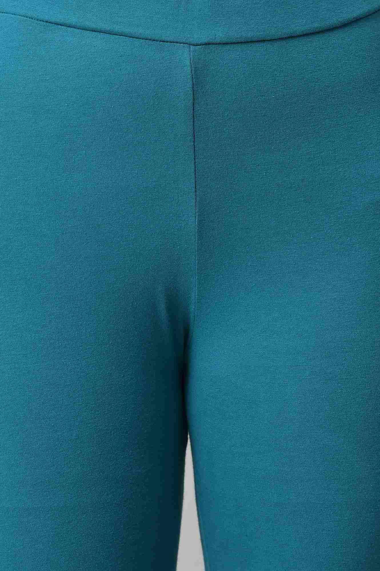 Teal Embroidered Anarkali Mughal Gown With Tights - wforwoman