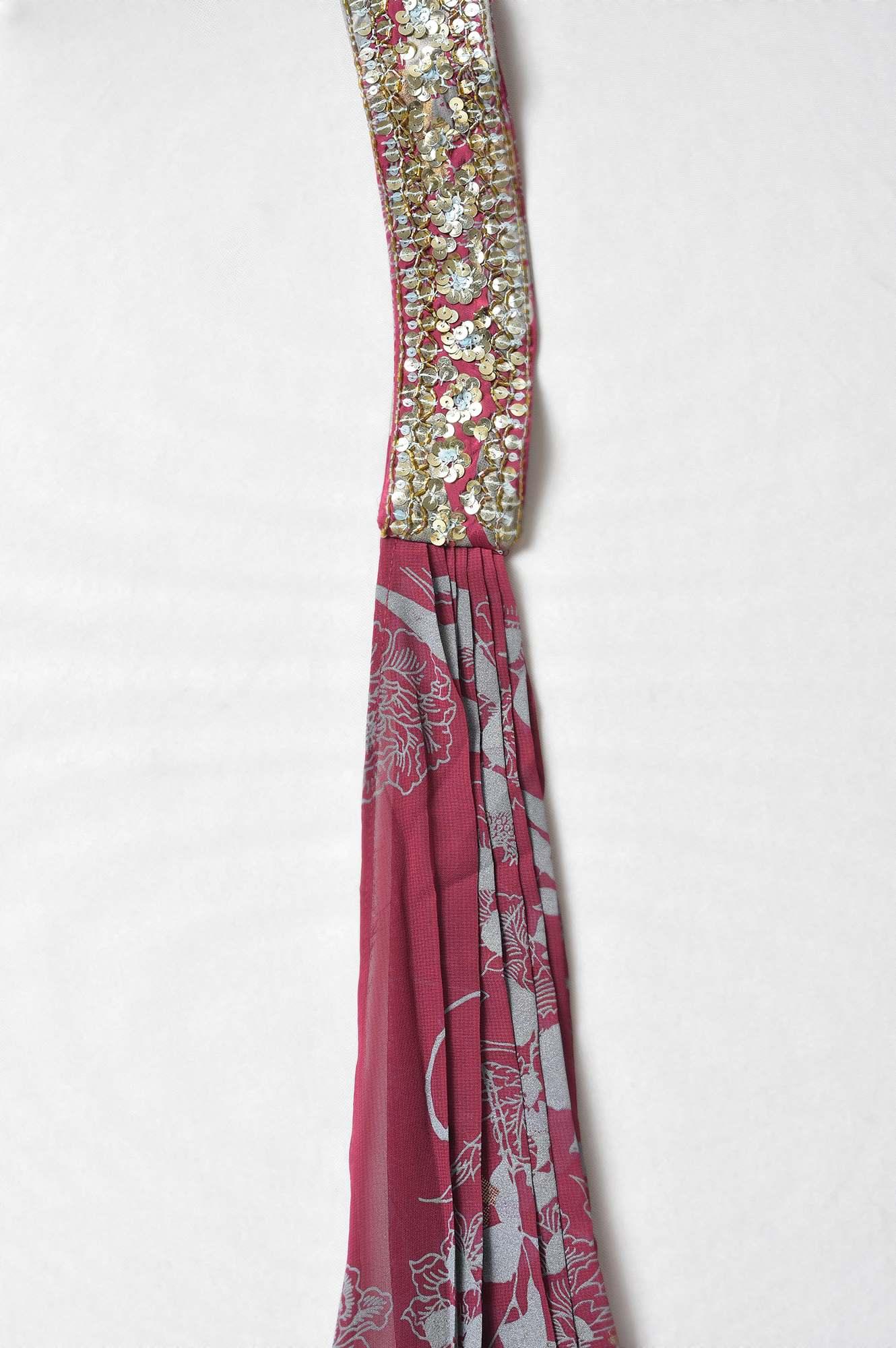 Purple French Crepe Long Dress With Dupatta - wforwoman