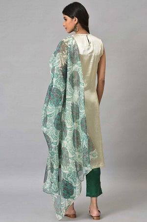 Ecru Sleeveless Ethnic kurta Set - wforwoman