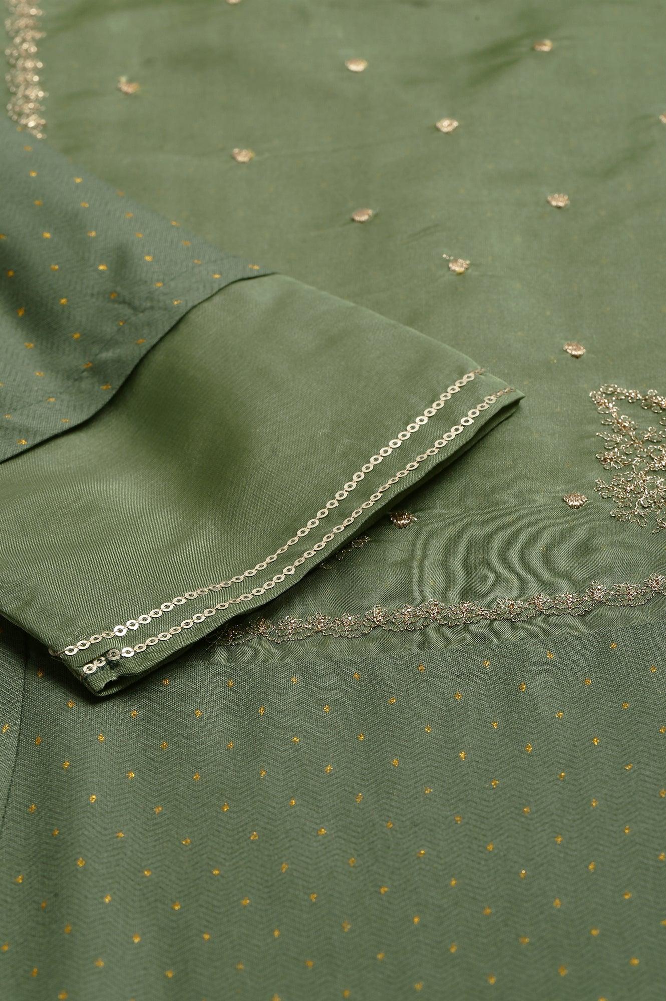 Olive Green A-Line Embroidered kurta With Sequins - wforwoman