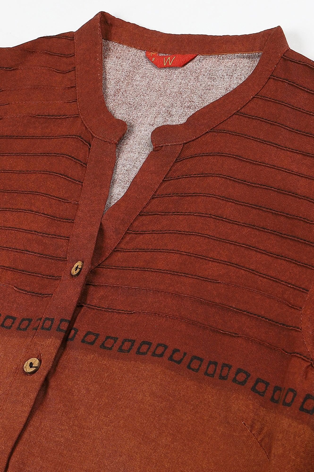 Red Pintuck Colour Block kurta - wforwoman