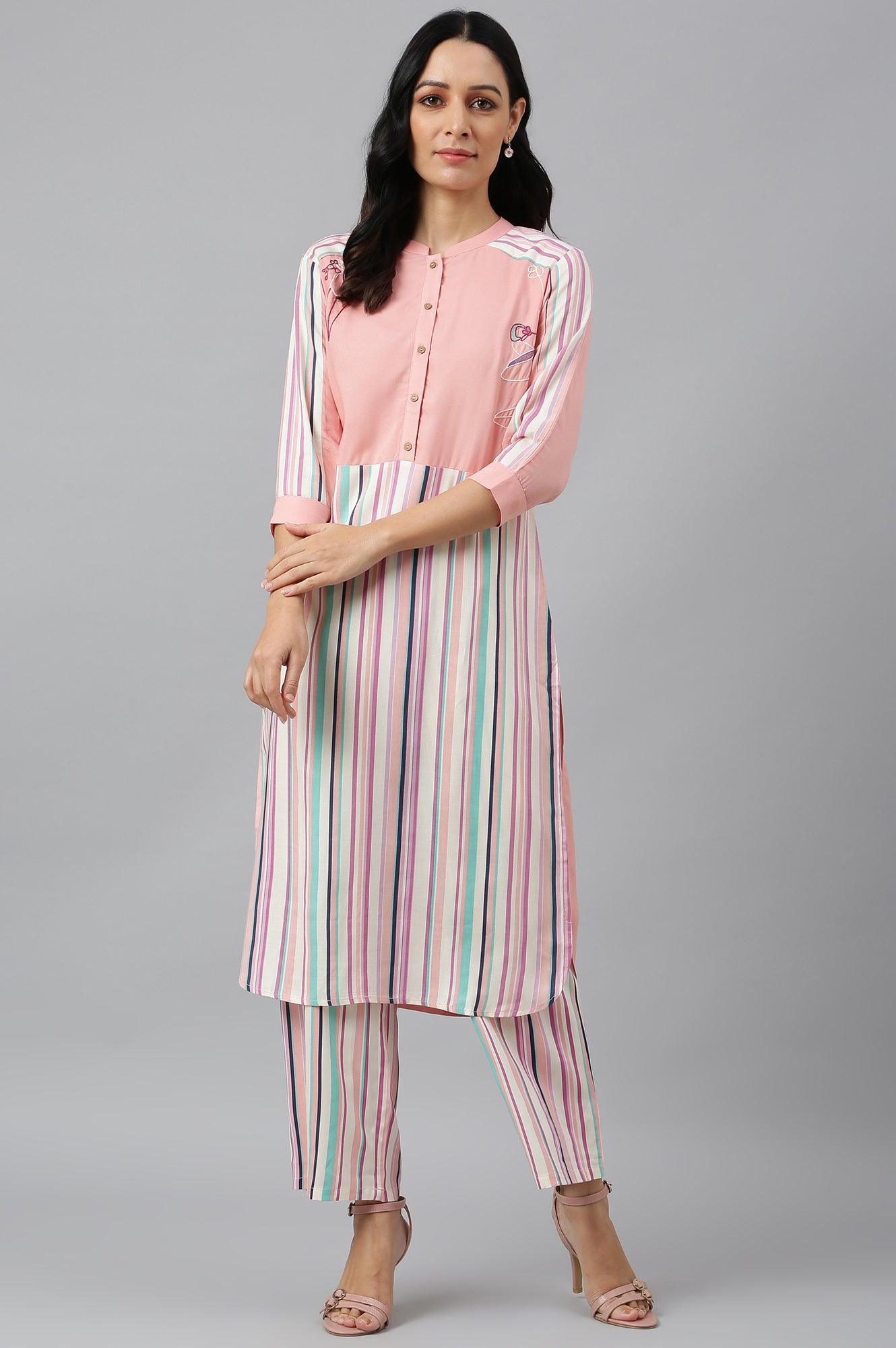 Preach Multicoloured Stripe Printed kurta - wforwoman
