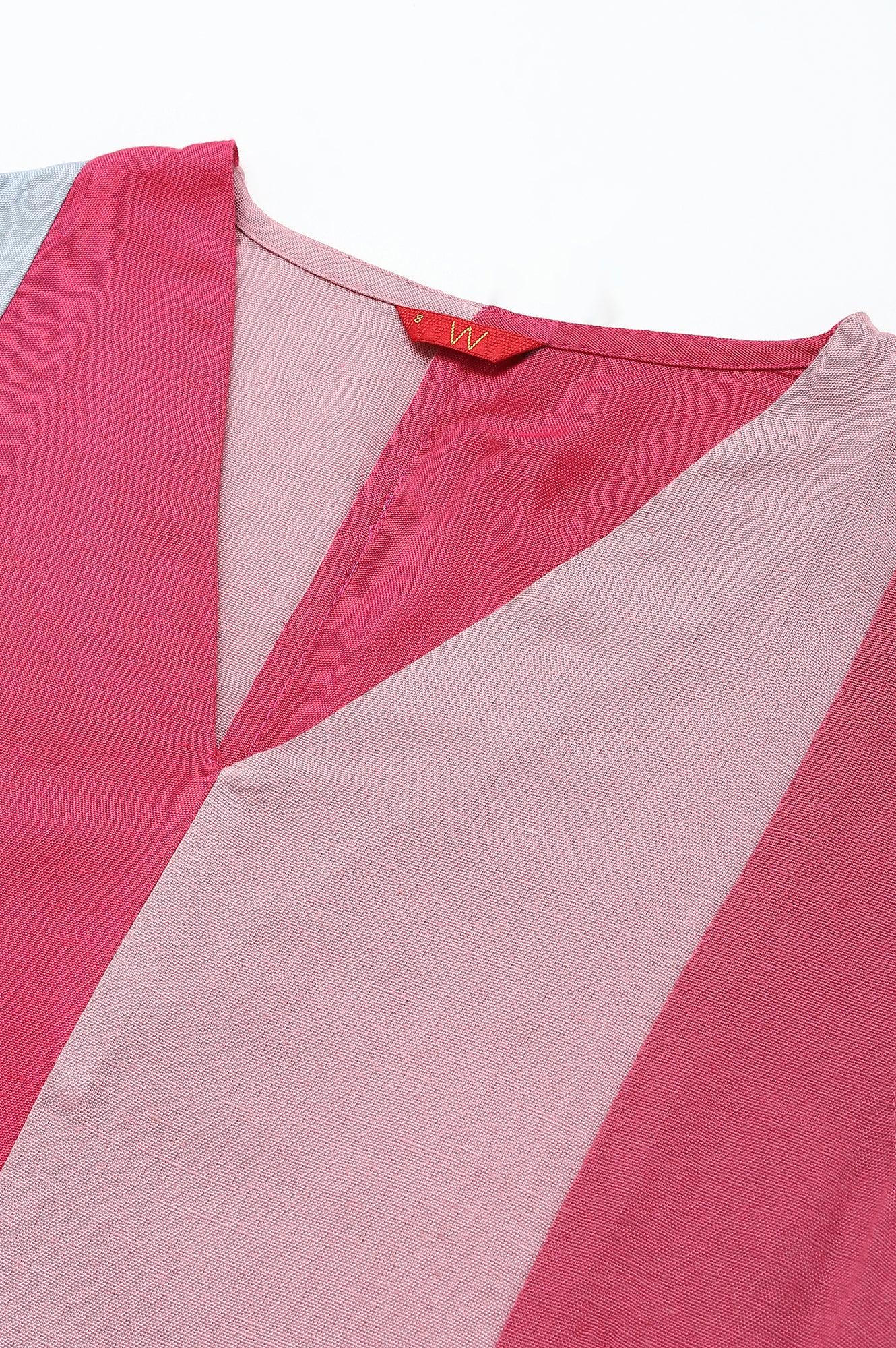 Bright Multicoloured Colour Block Sleeveless Dress - wforwoman