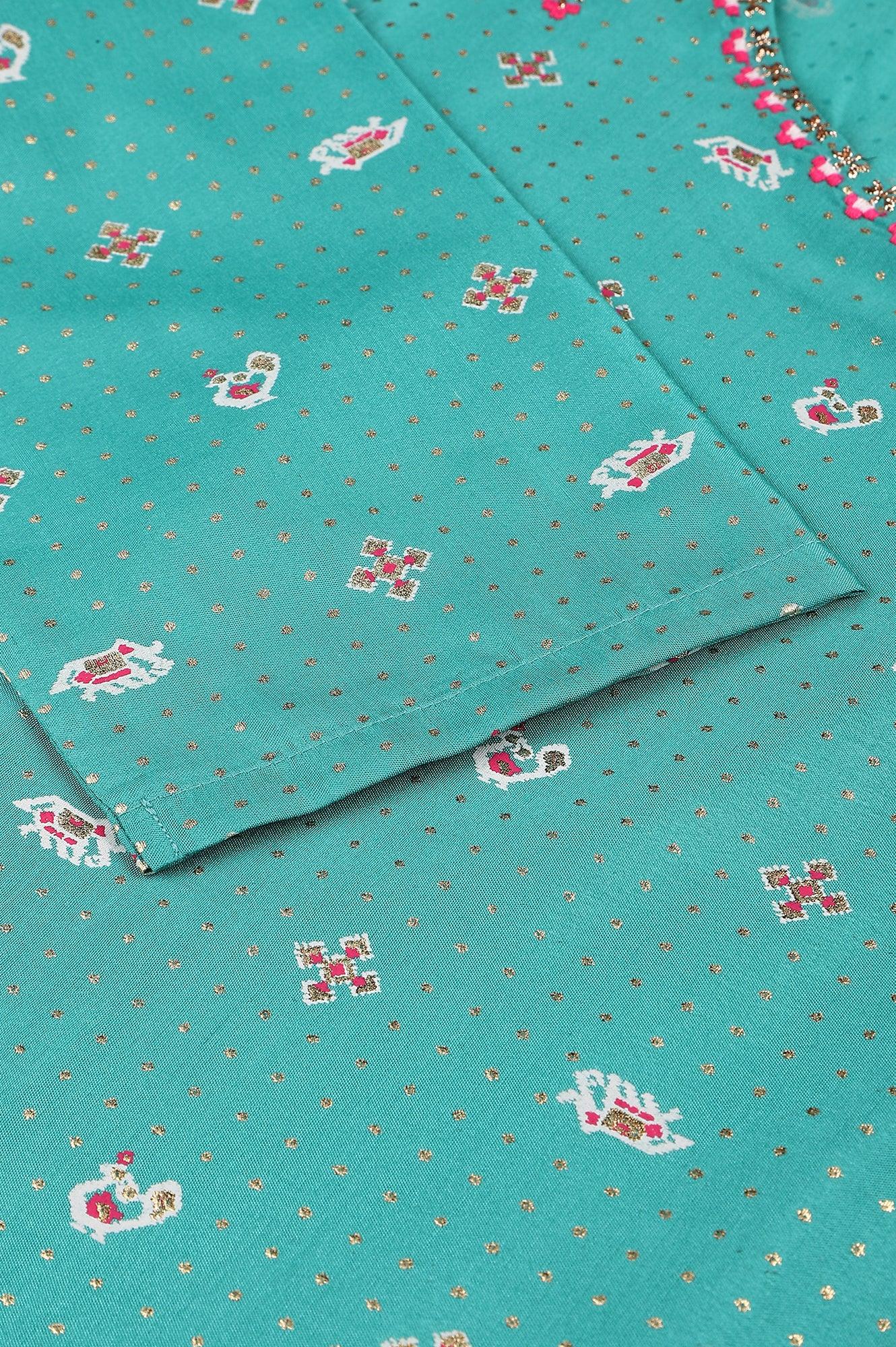 Marine Green A-Line Shantung kurta - wforwoman