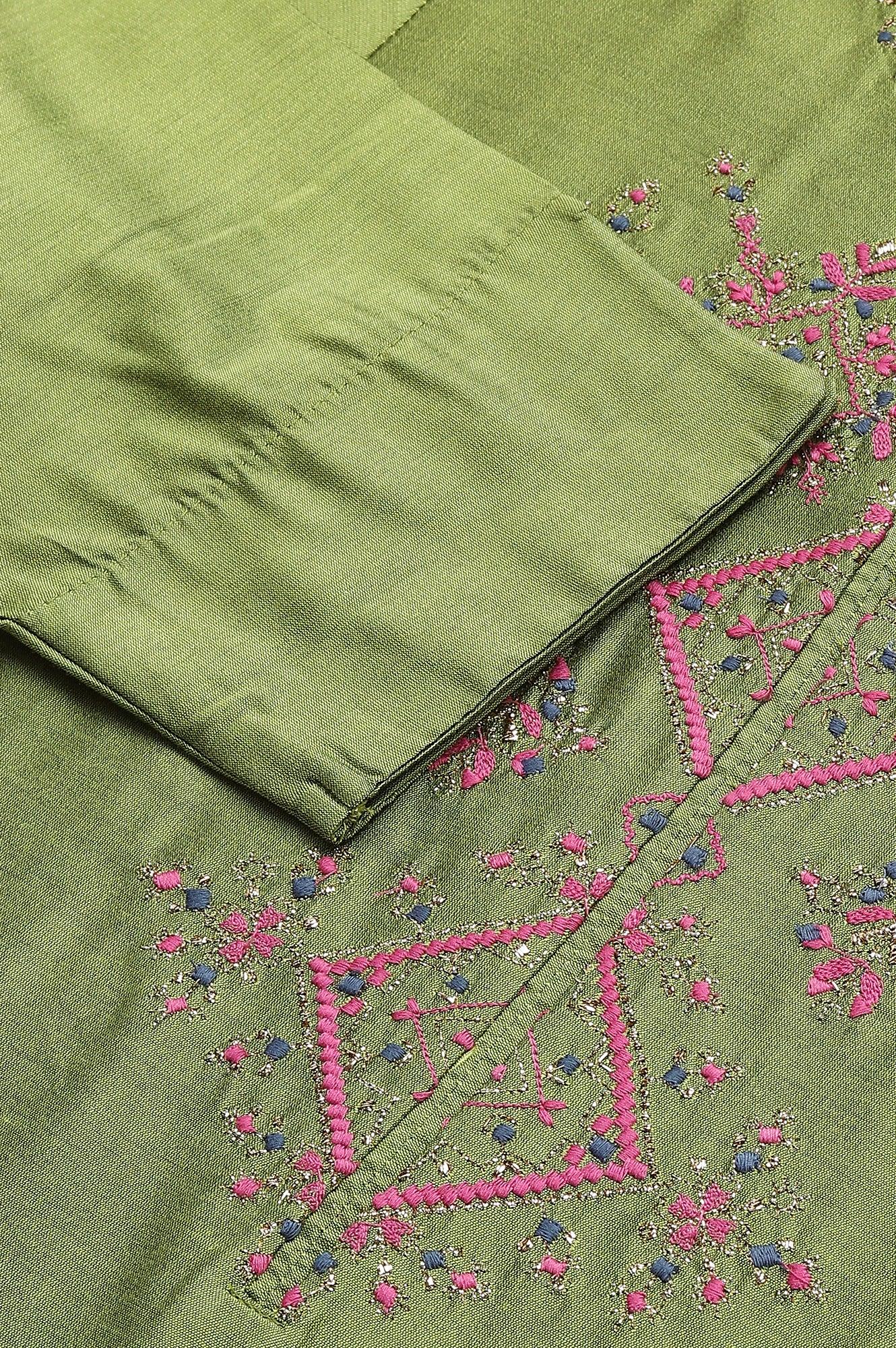 Olive Embroidered Straight kurta - wforwoman