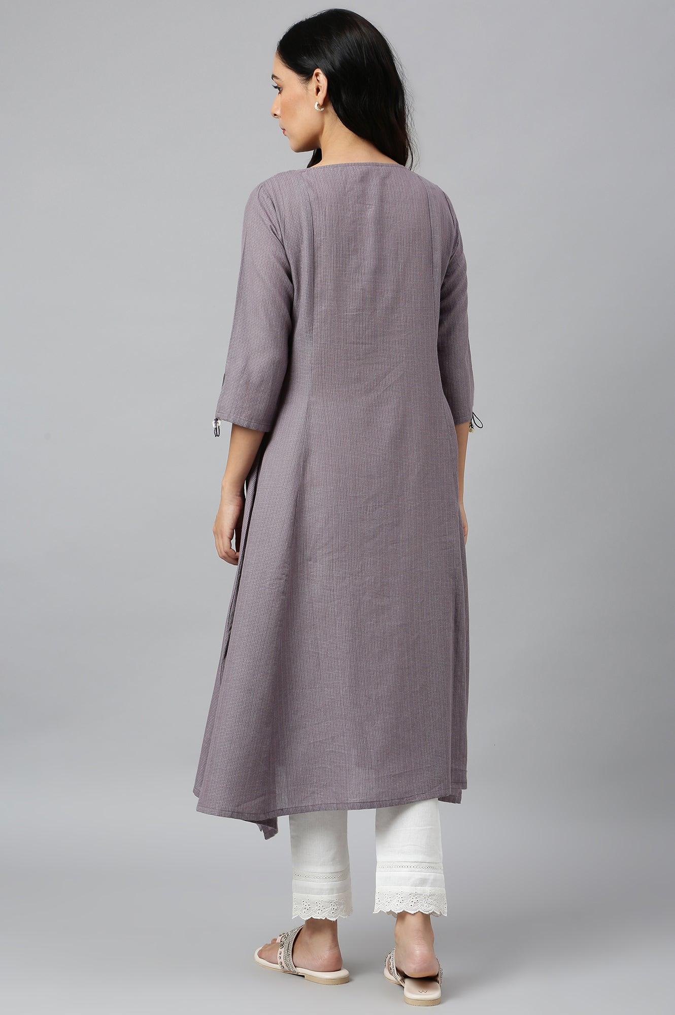 Dusk Purple Embroidered kurta - wforwoman