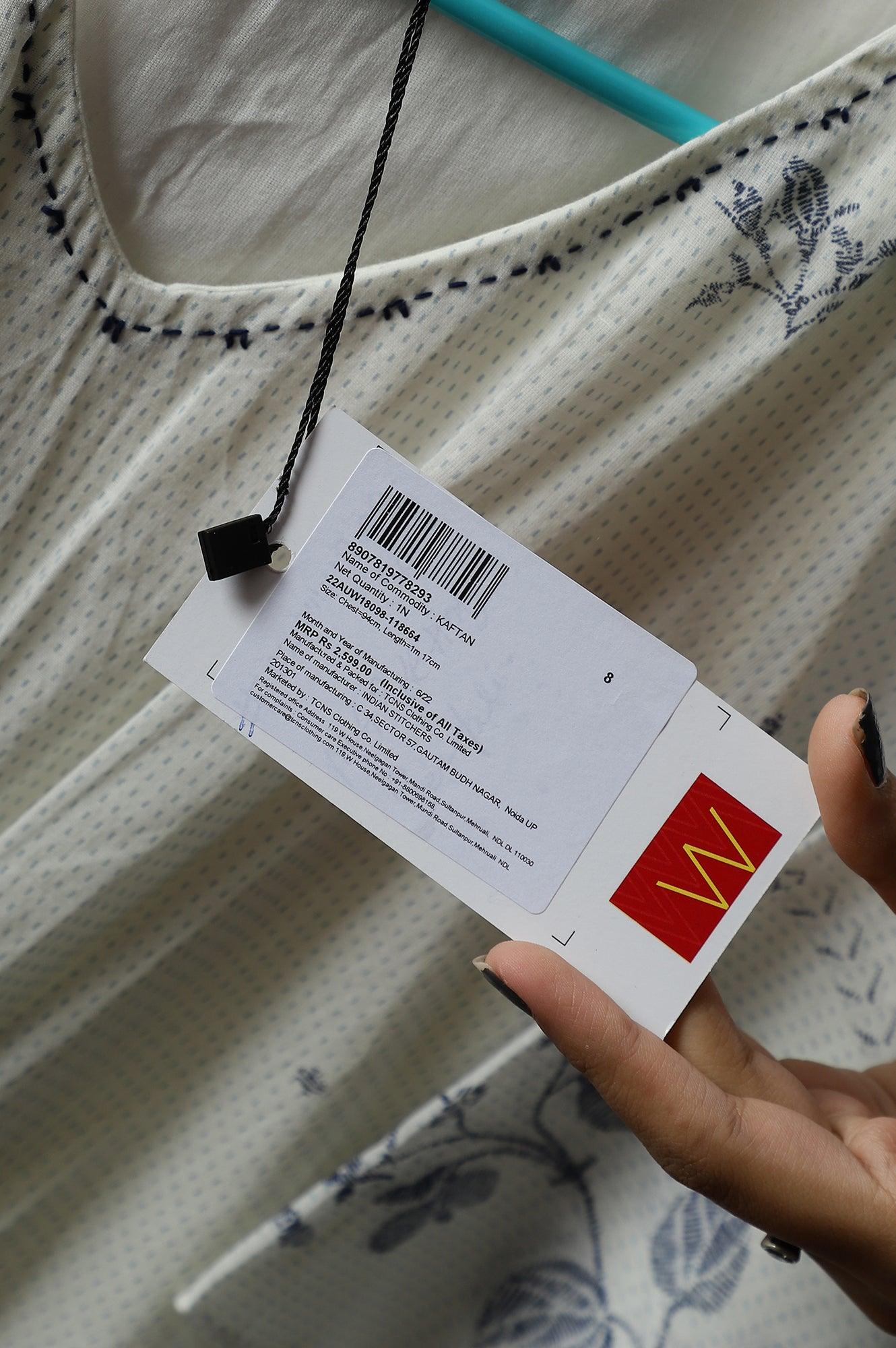 Ecru Floral Printed Flared Kaftan - wforwoman