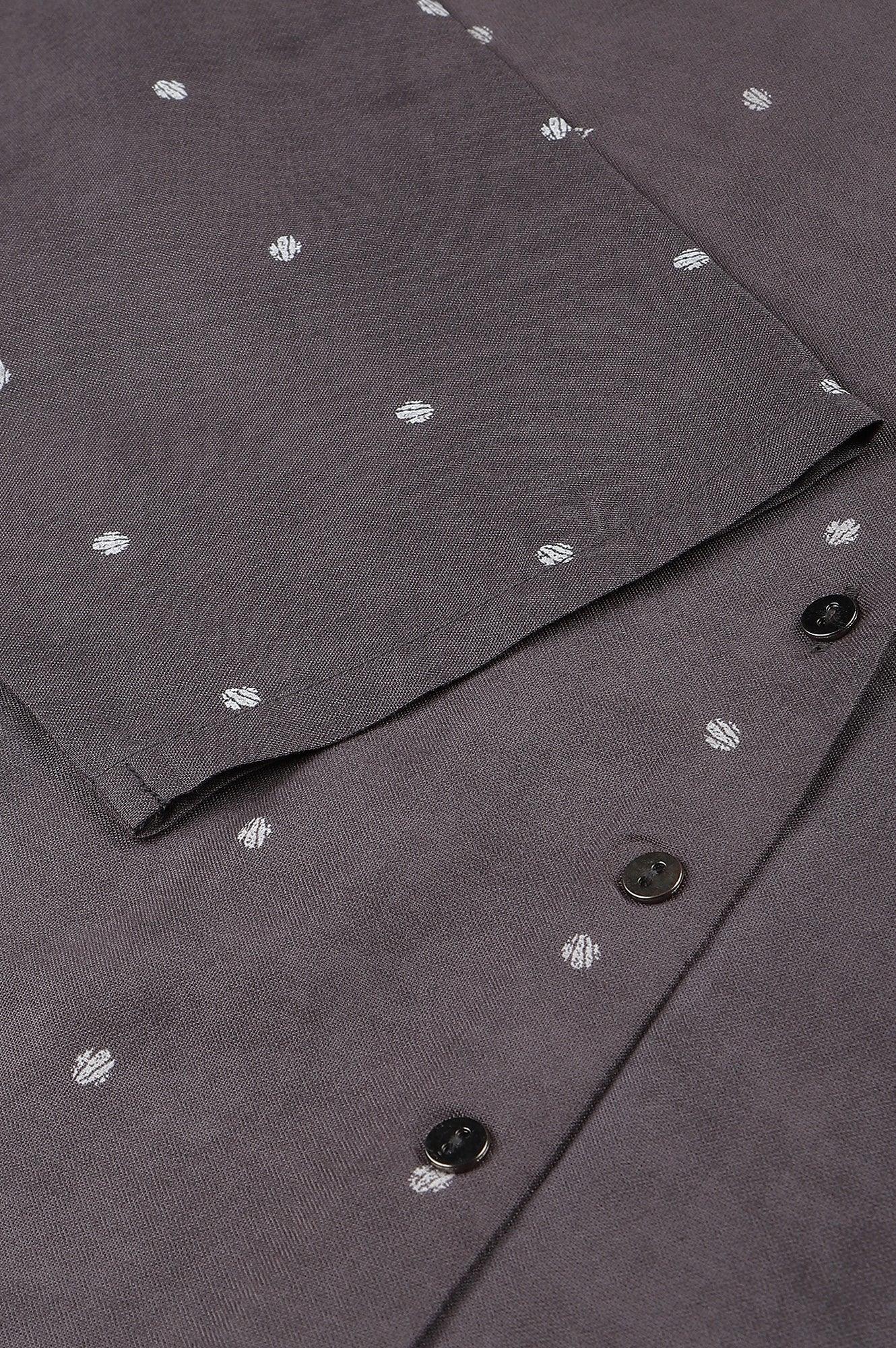 Tornado Grey Printed kurta In Half Placket - wforwoman