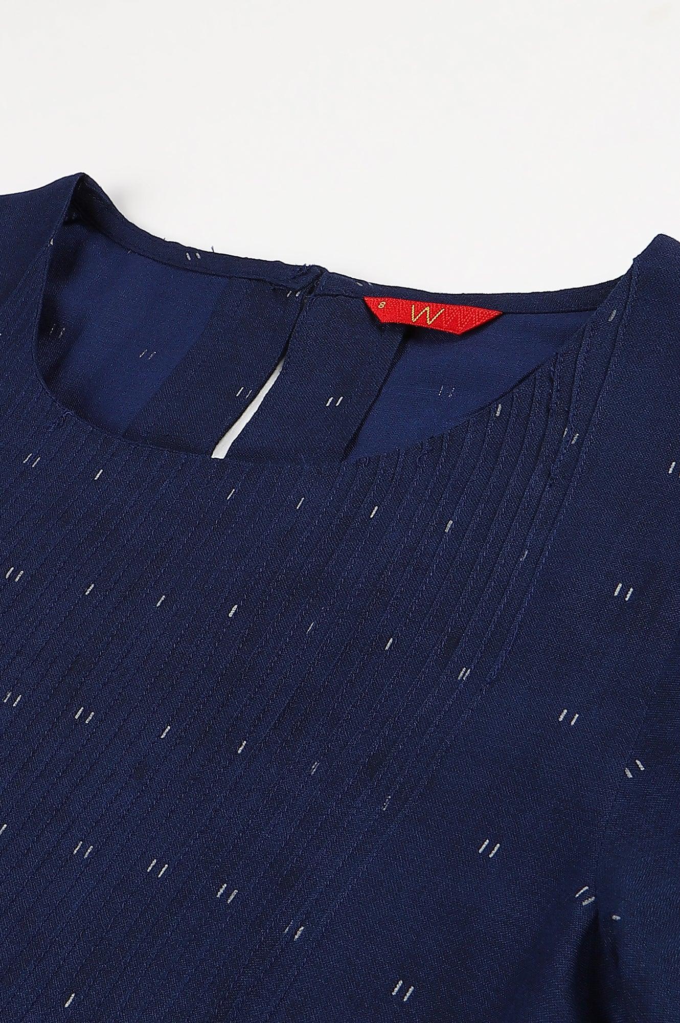 Indo Floral Print A-Line kurta With Pin Tucks - wforwoman