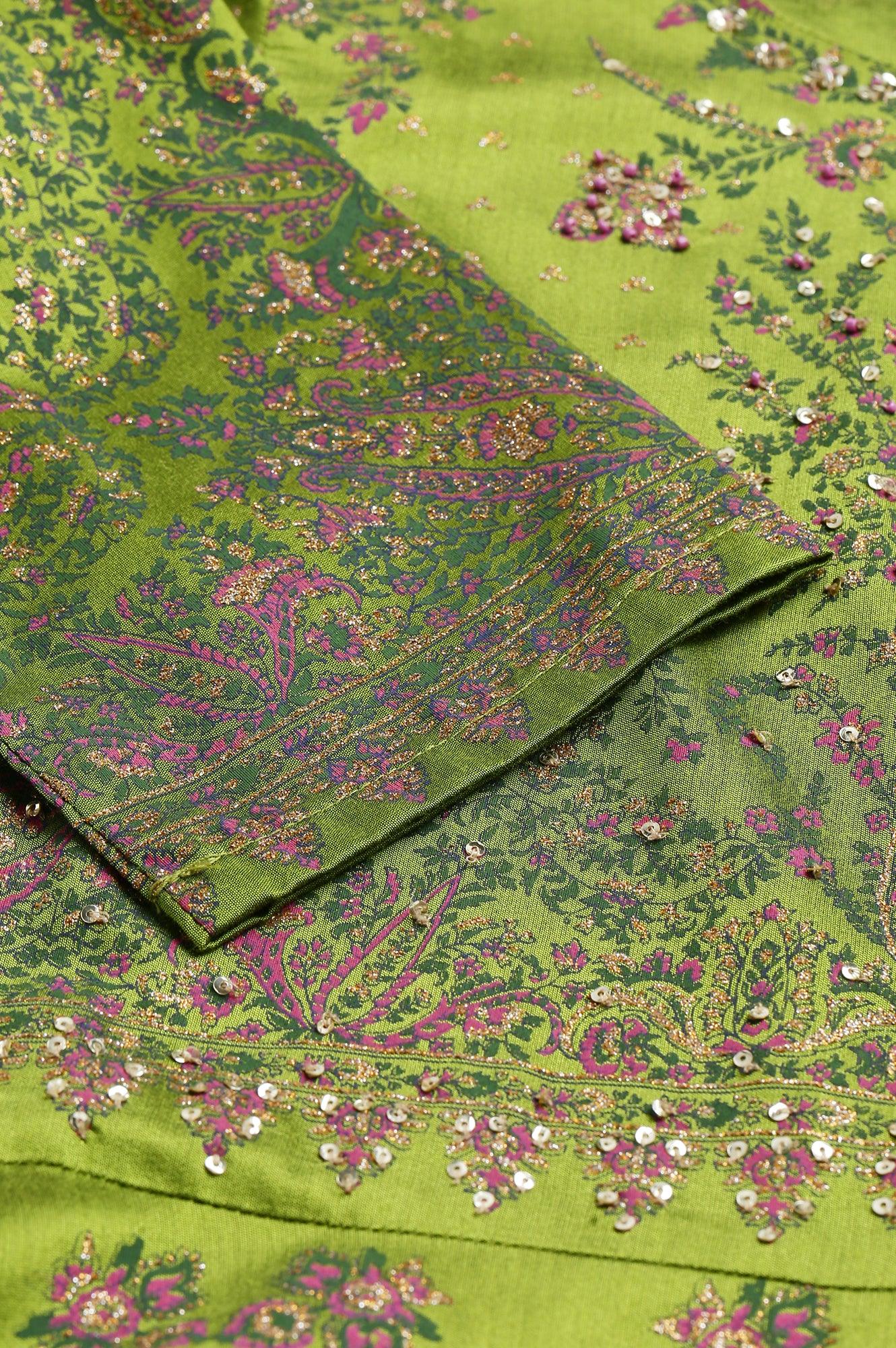 Green Floral Printed Indie Dress - wforwoman