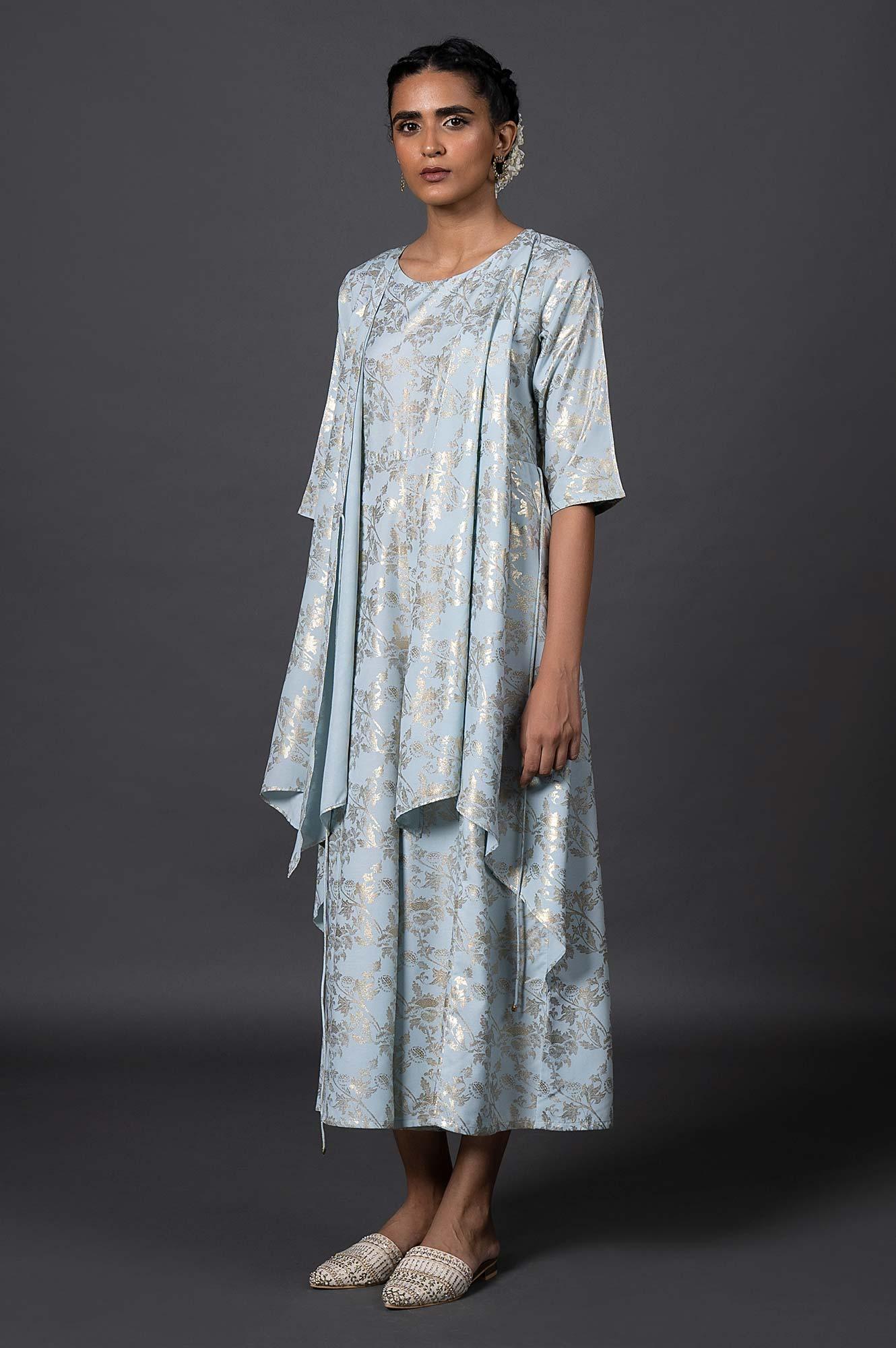 Light Blue Layered Jumpsuit - wforwoman