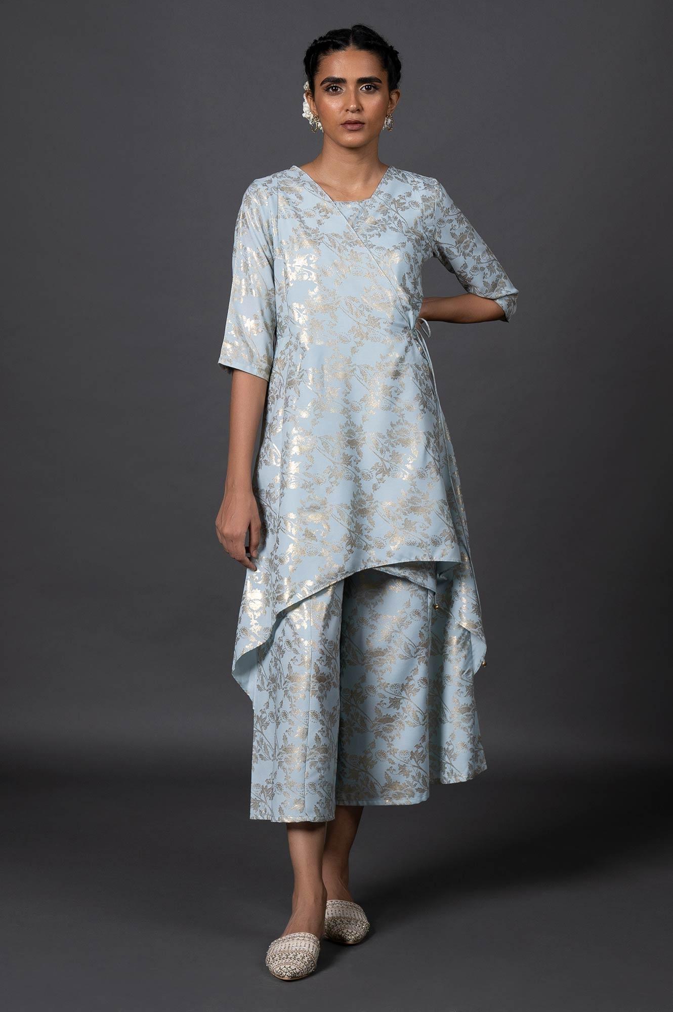 Light Blue Layered Jumpsuit - wforwoman