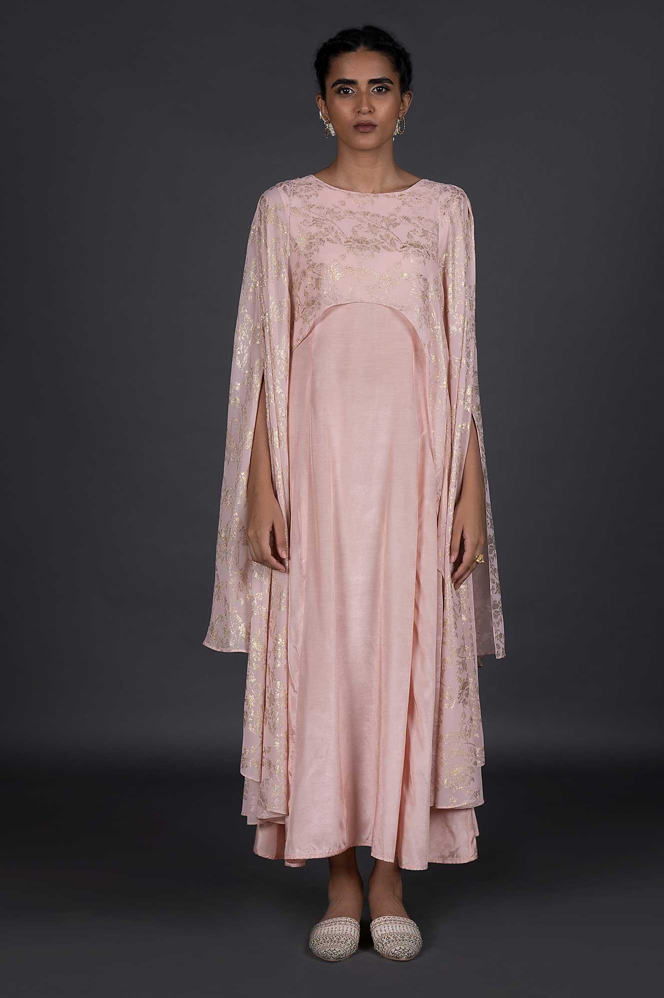 Light Pink Dupatta Drape Dress - wforwoman