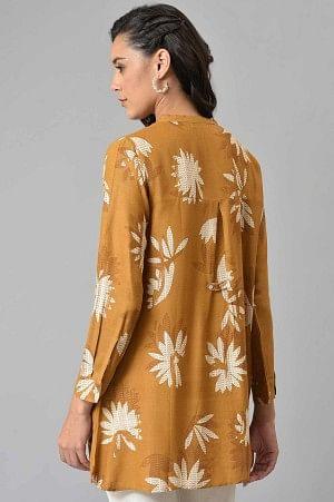 Mustard Floral Print Top - wforwoman