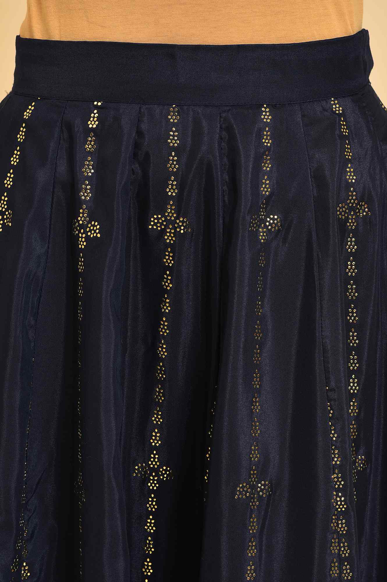 Blue Printed Light Festive Skirt