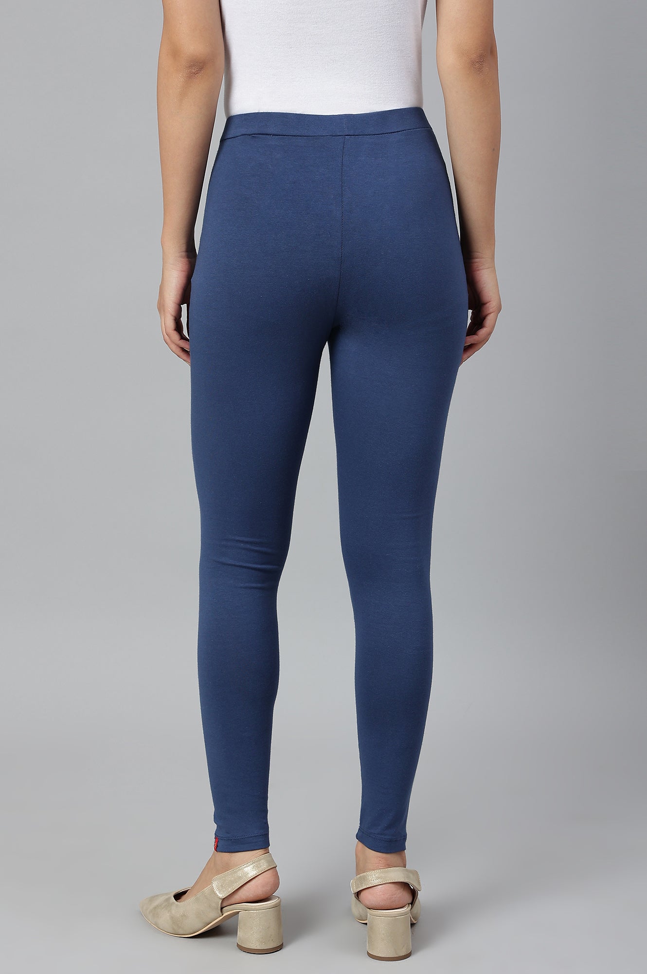 Navy Knitted Cotton Lycra Tights