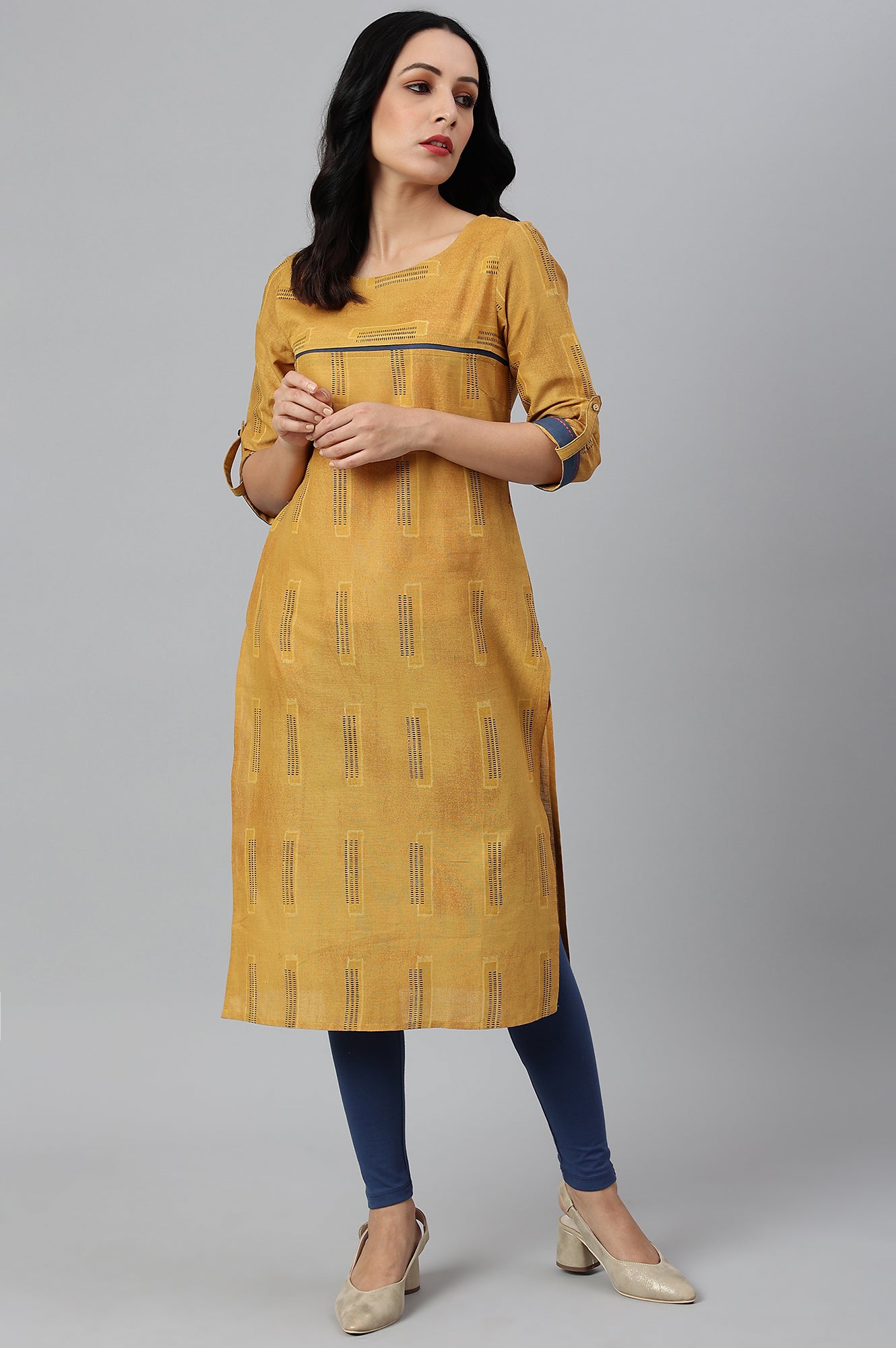 Navy Knitted Cotton Lycra Tights